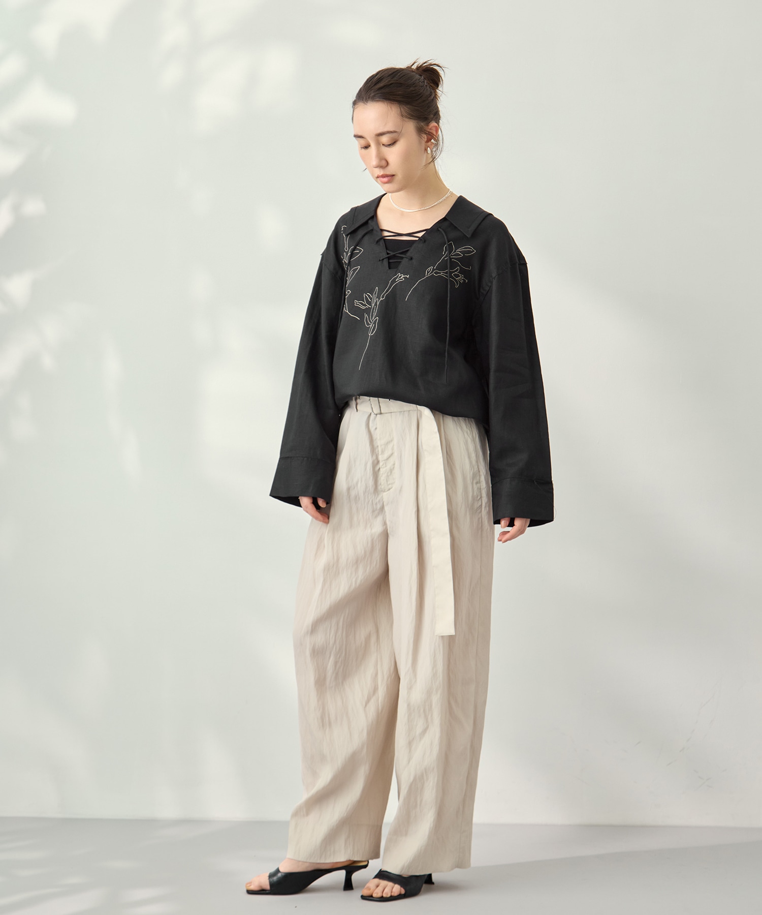 Viscose washer 2tuck belted wide pants 08sircus