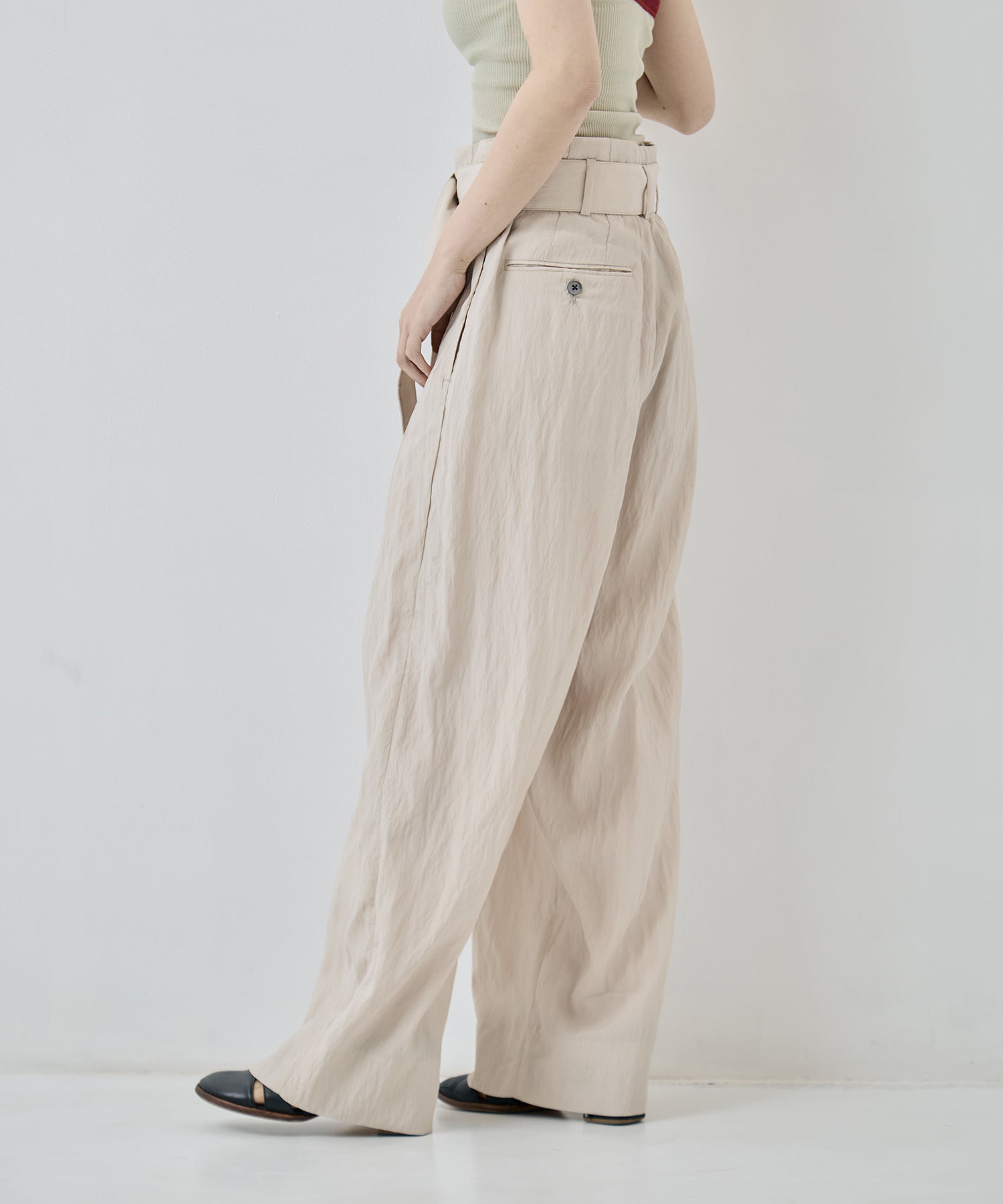 Viscose washer 2tuck belted wide pants 08sircus