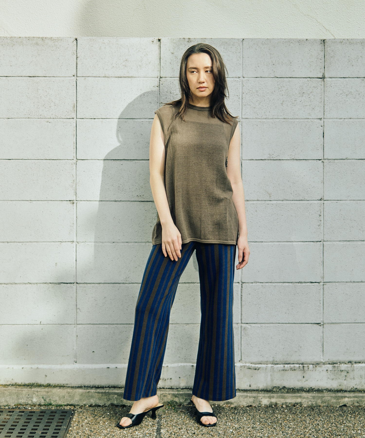 Pile  Border Relaxed Wide Pants PHEENY