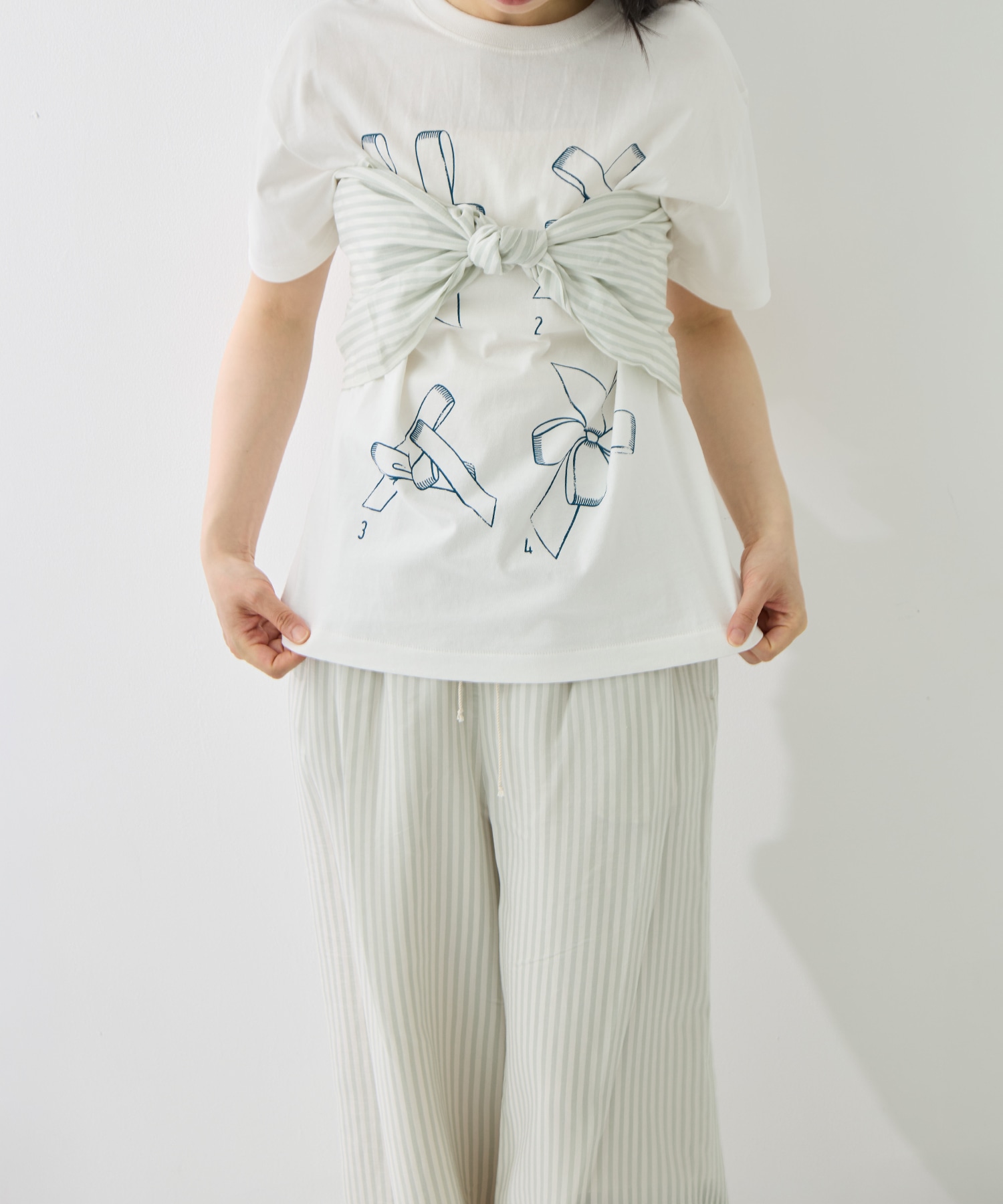 STRIPE PANTS W/BELT muller of yoshiokubo