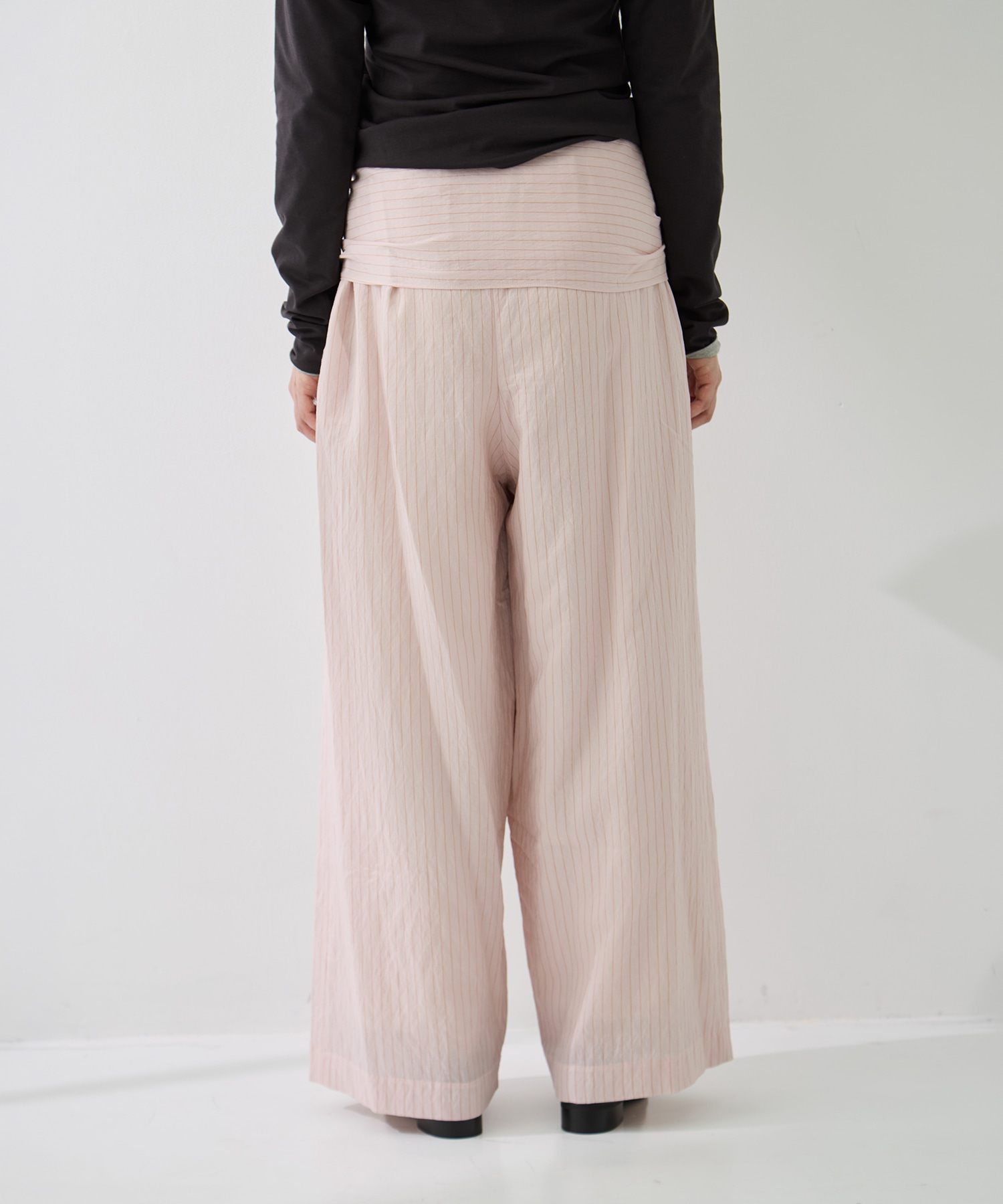 STRIPE PANTS W/BELT muller of yoshiokubo