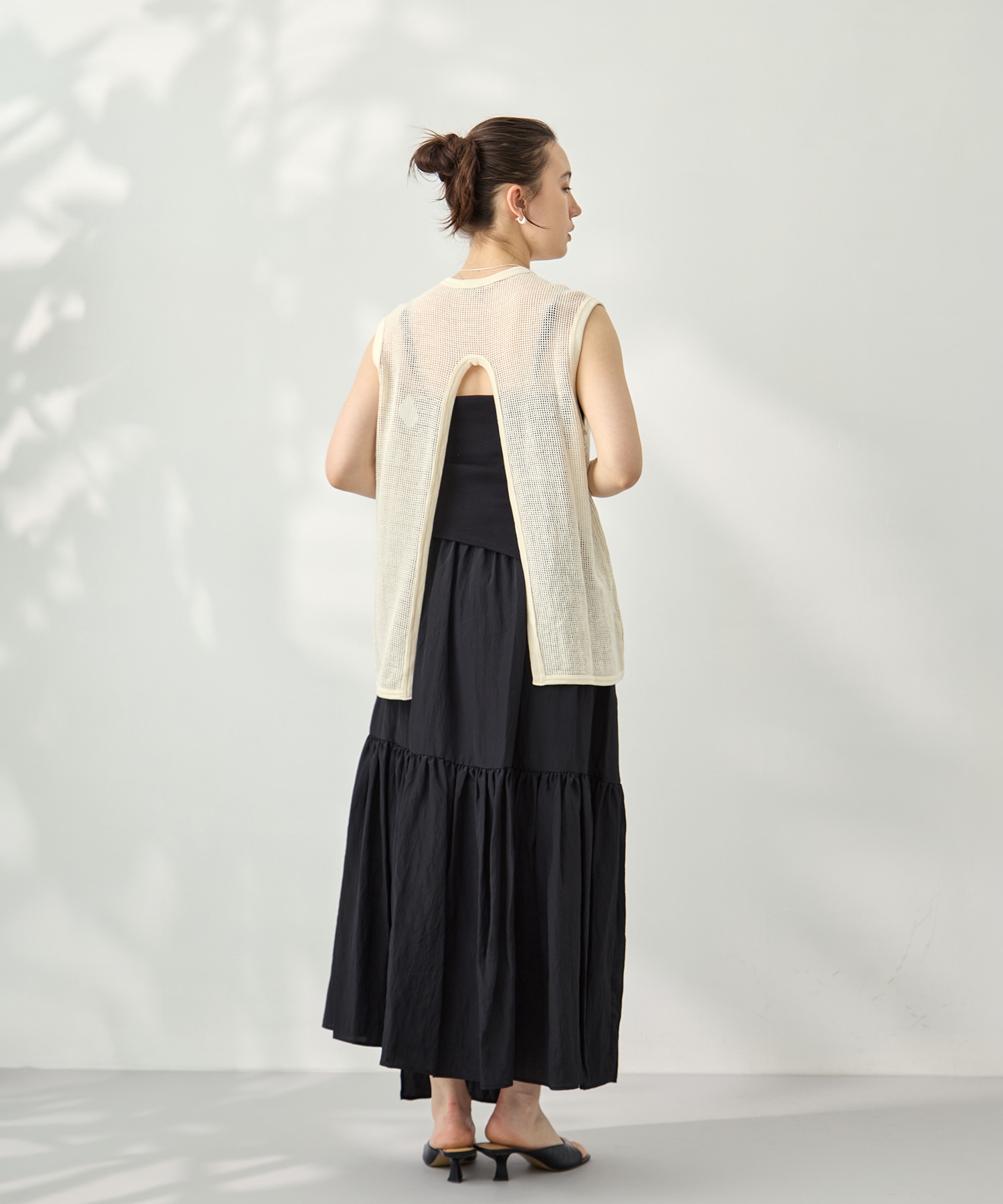 Basket Mesh Back-slit Tank PHEENY