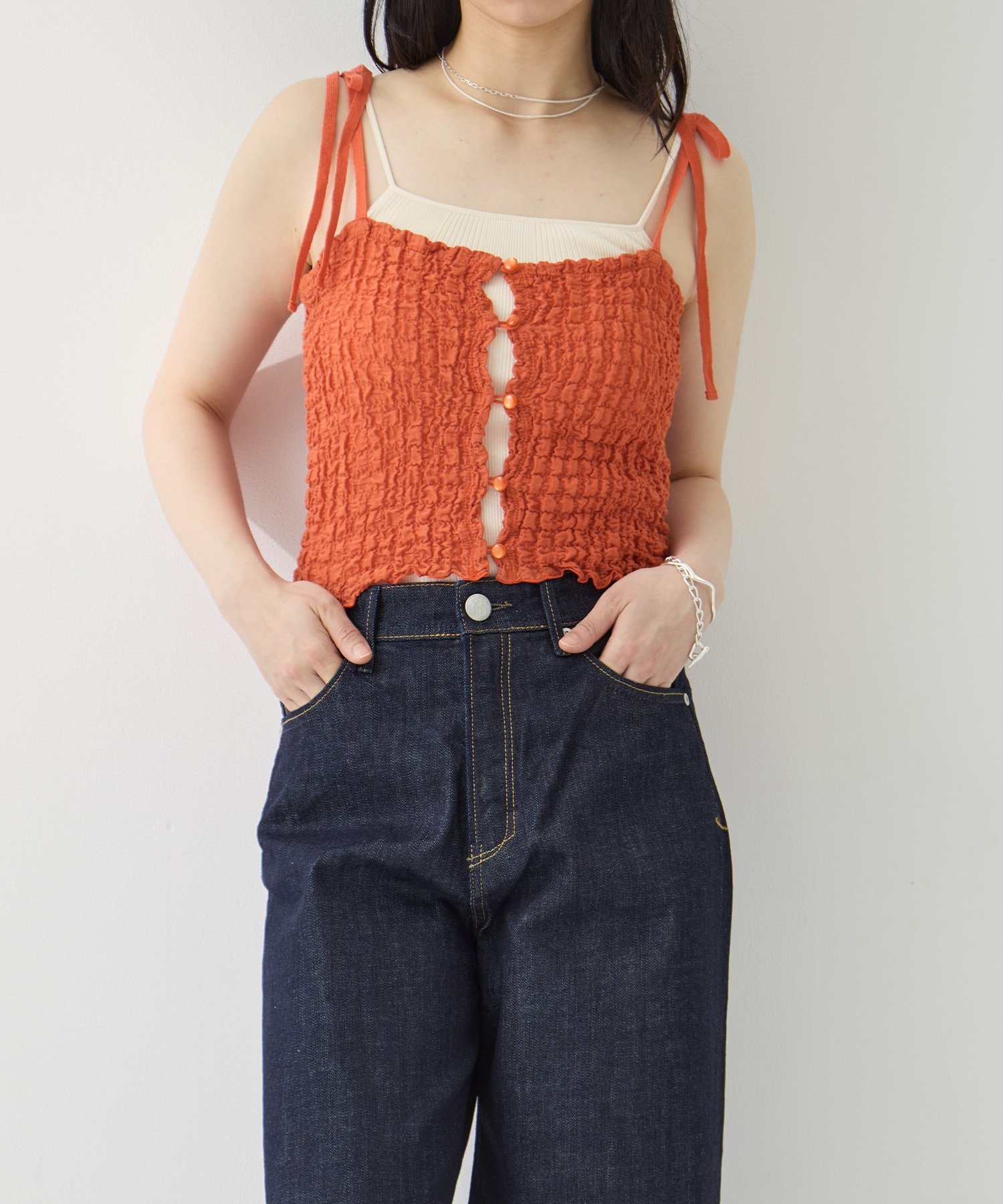 Shrink Lace Frill Camisole PHEENY