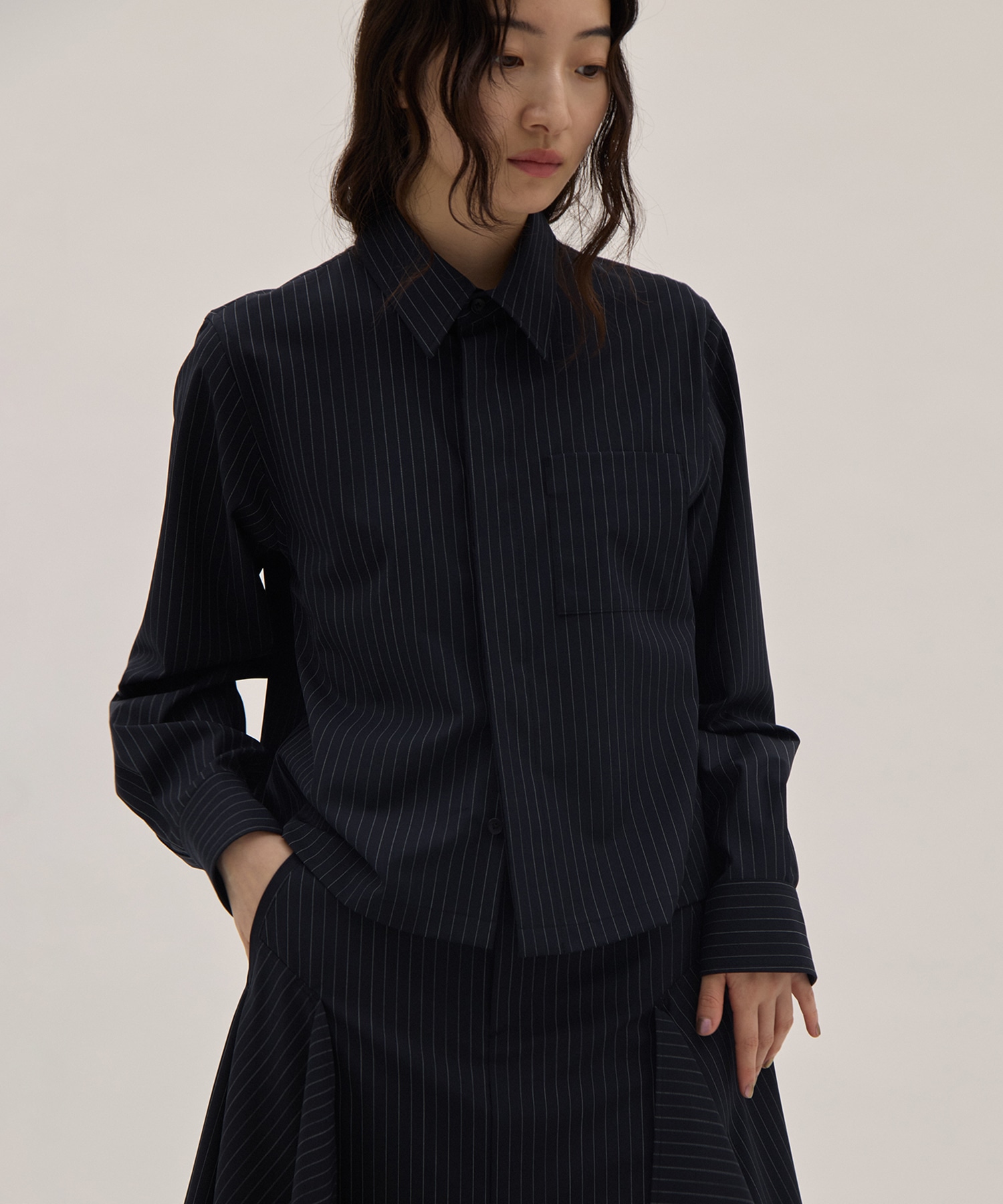Wool stripe short shirt 08sircus