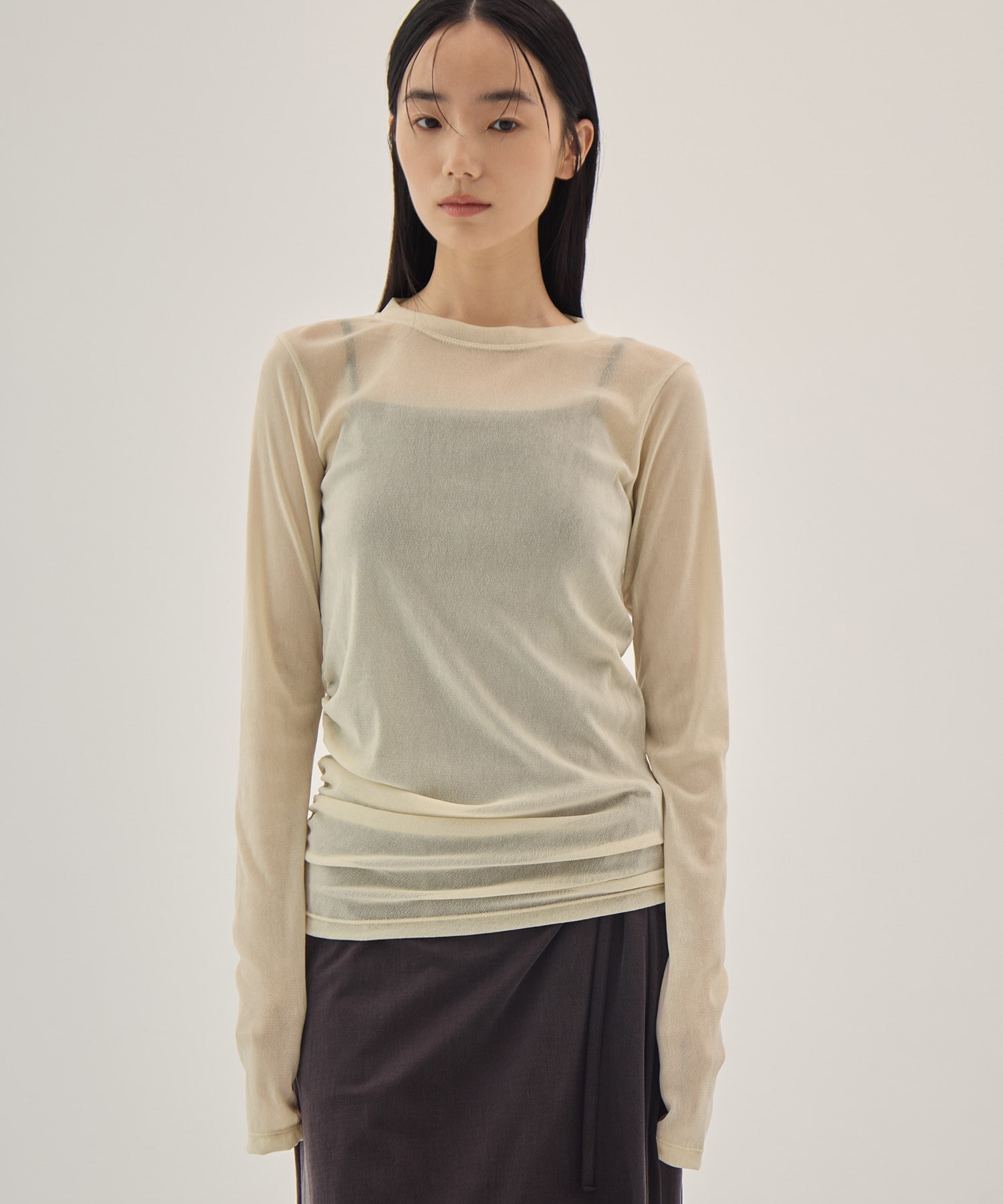 Sheer Velvet Flocked Tulle L/S Top PHEENY