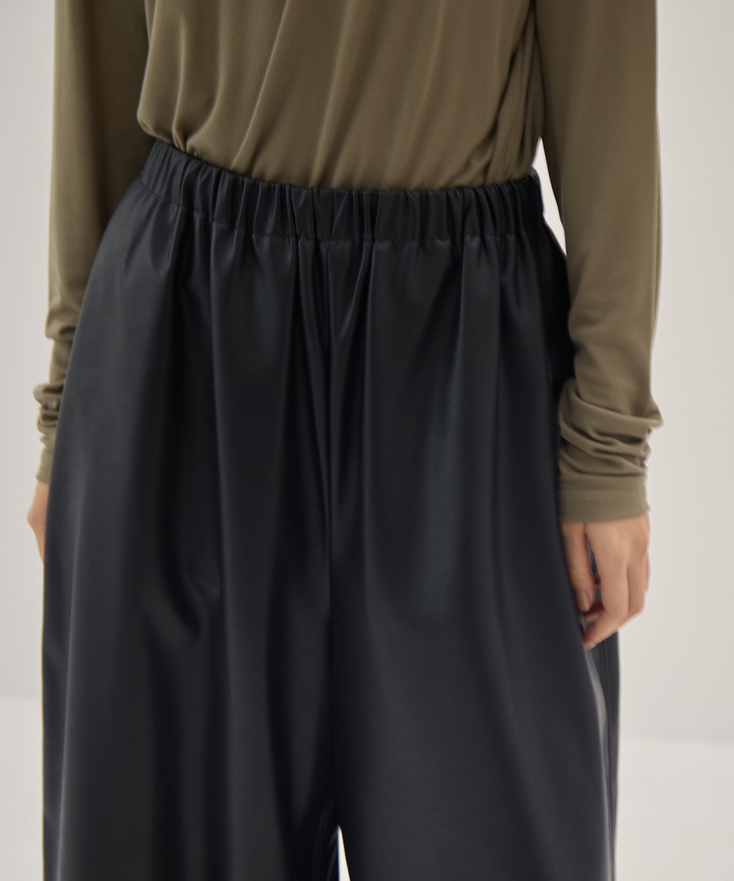 Synthetic Leather Wide Trousers IIROT