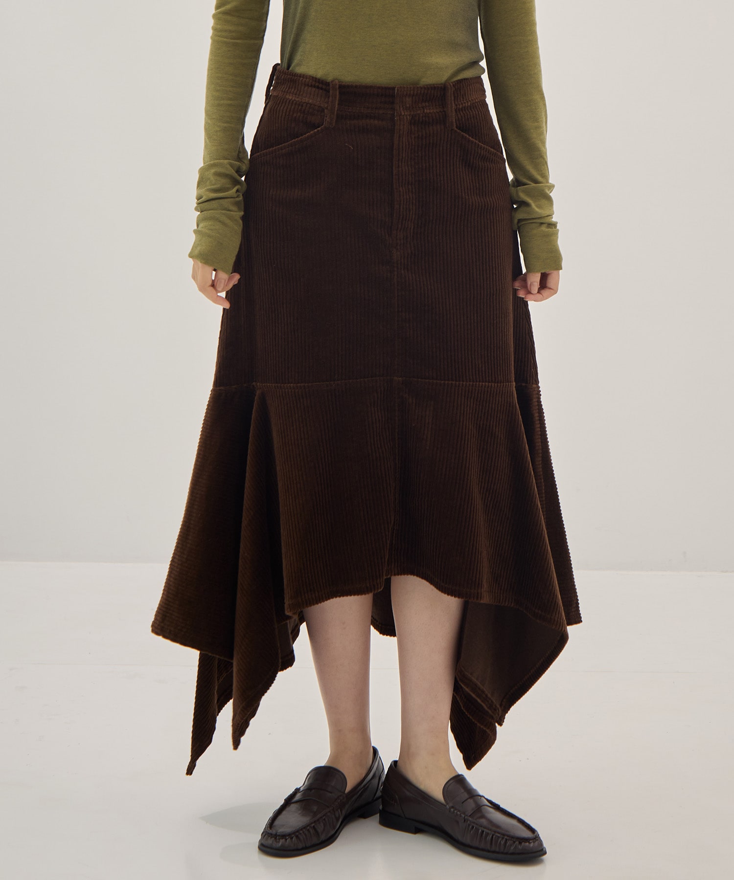 Corduroy panelled drape skirt 08sircus