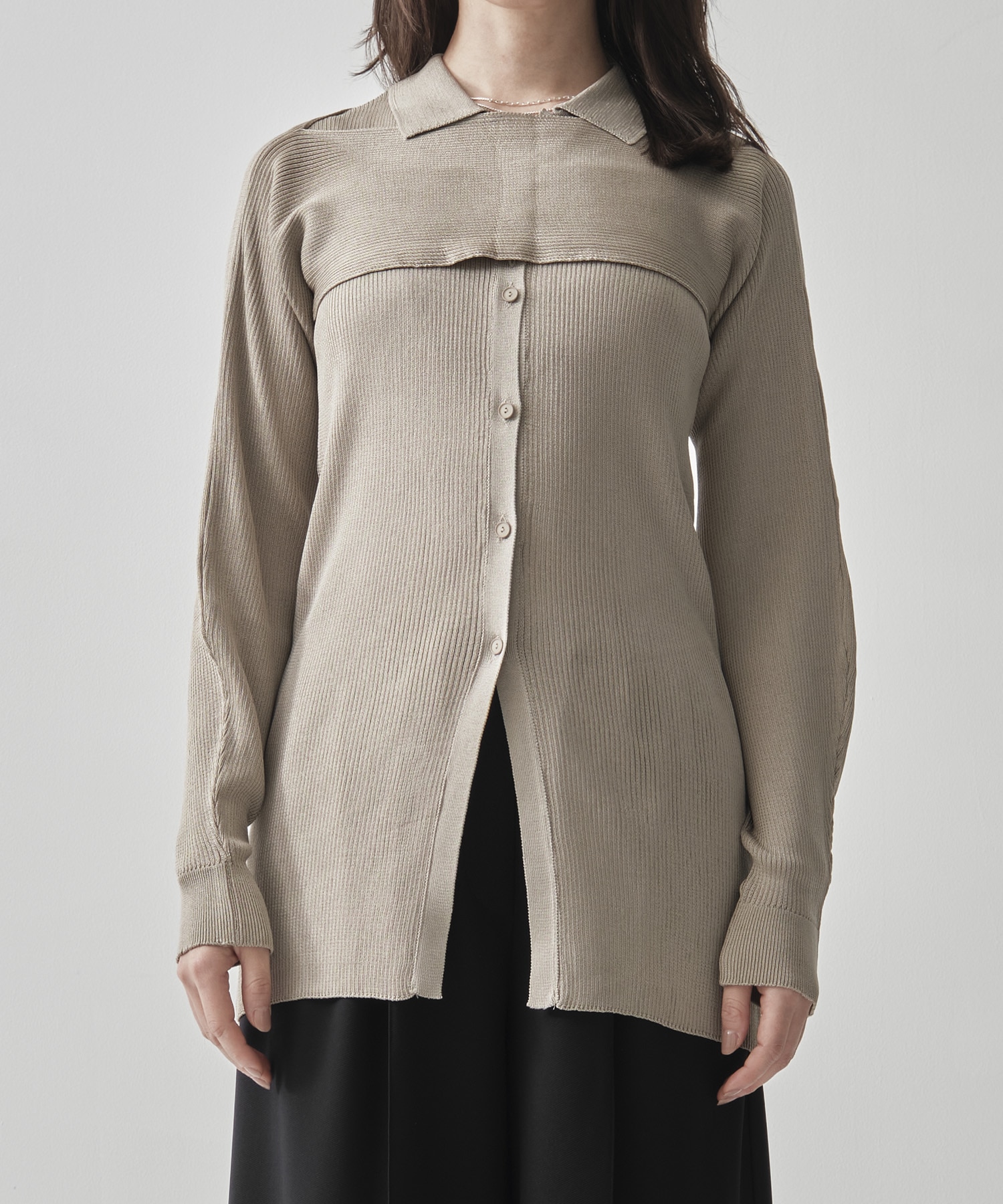 2-PIECE RIBBED CARDIGAN TAN