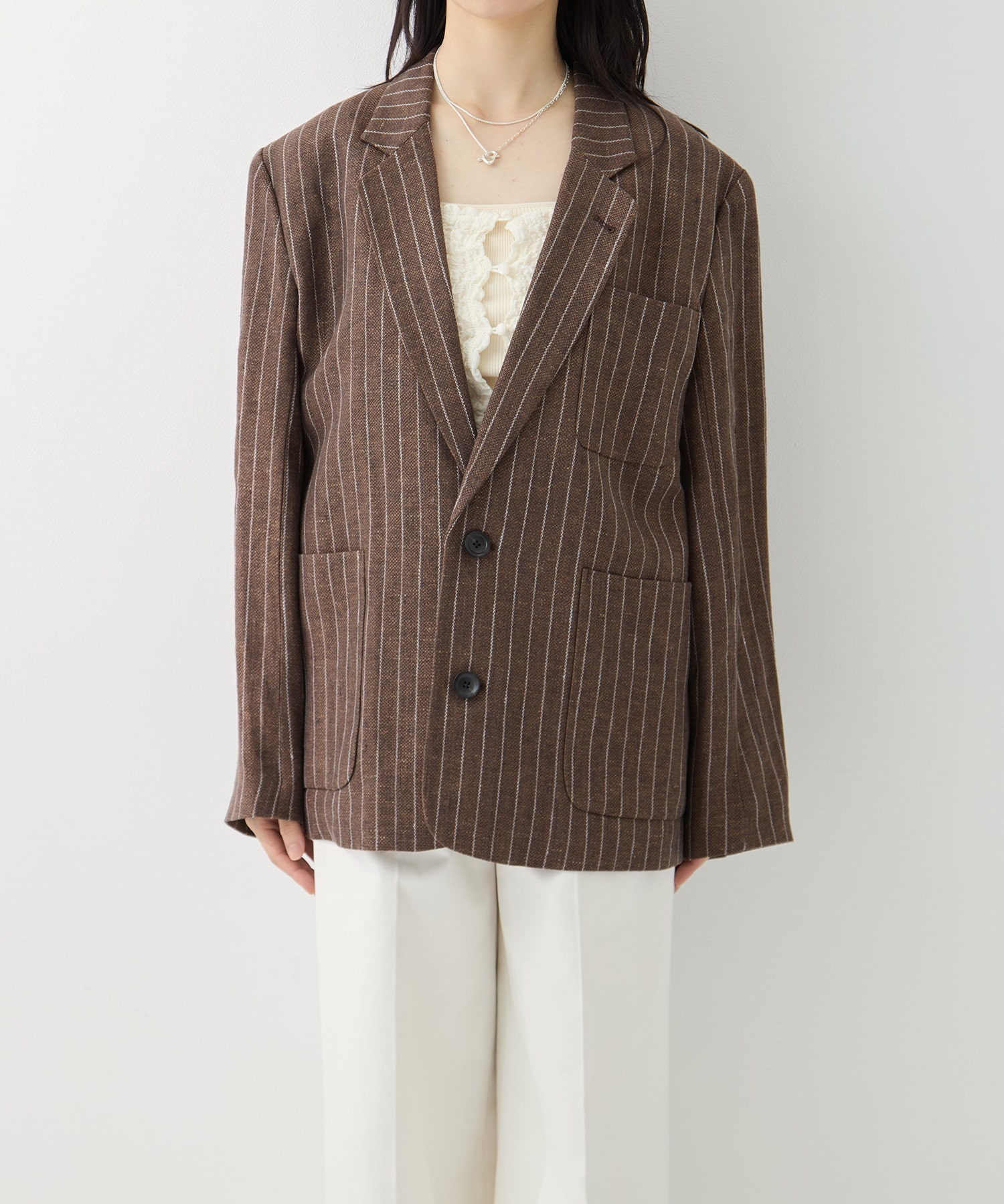 Boyfriend Stripe Linen Jacket TODAYFUL