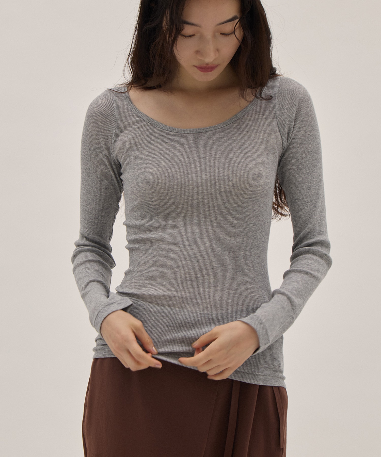 COMPACT RIB LONG SLEEVE T-SHIRT ATON