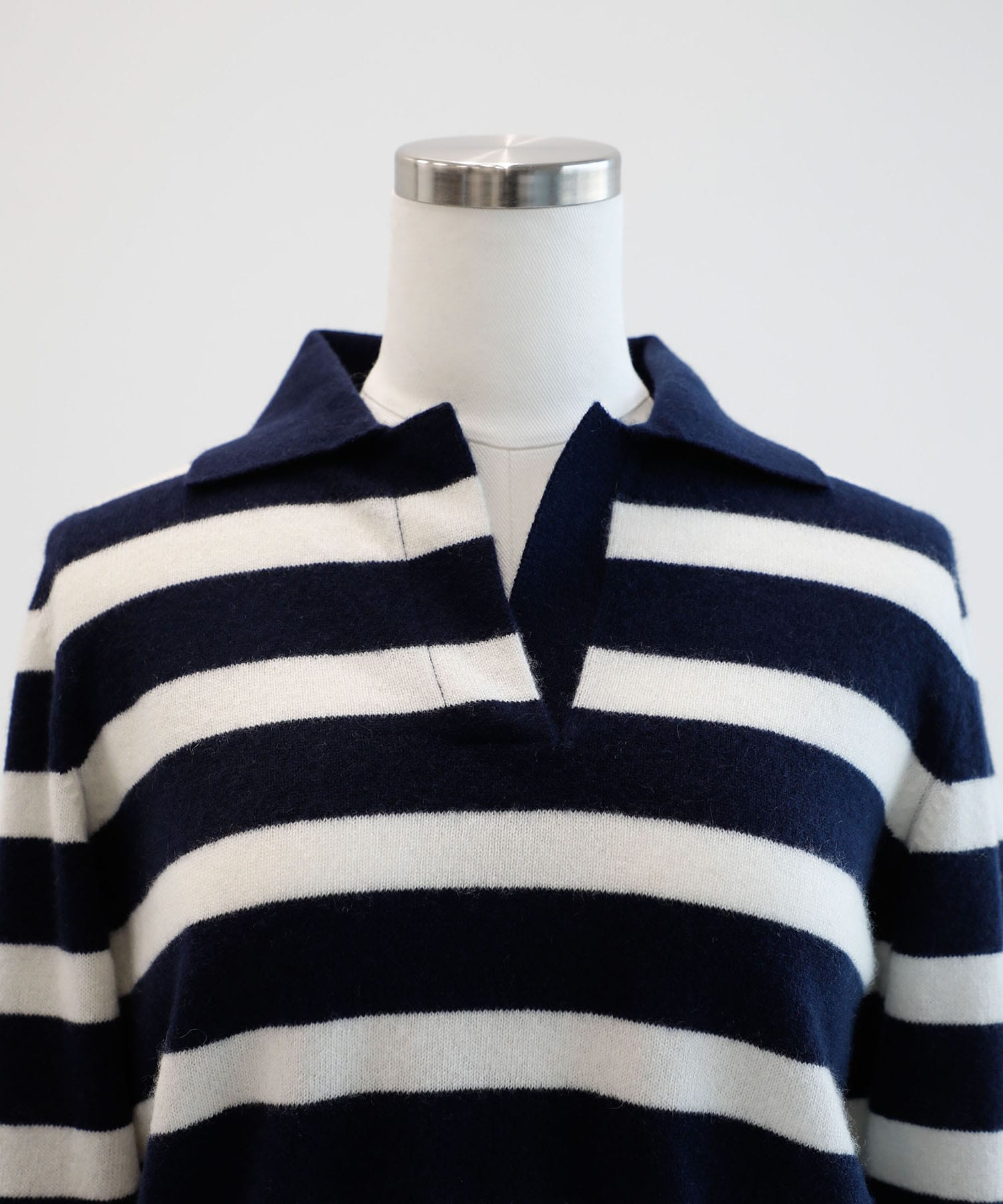 CASHMERE BORDER SKIPPER KNIT FUJI