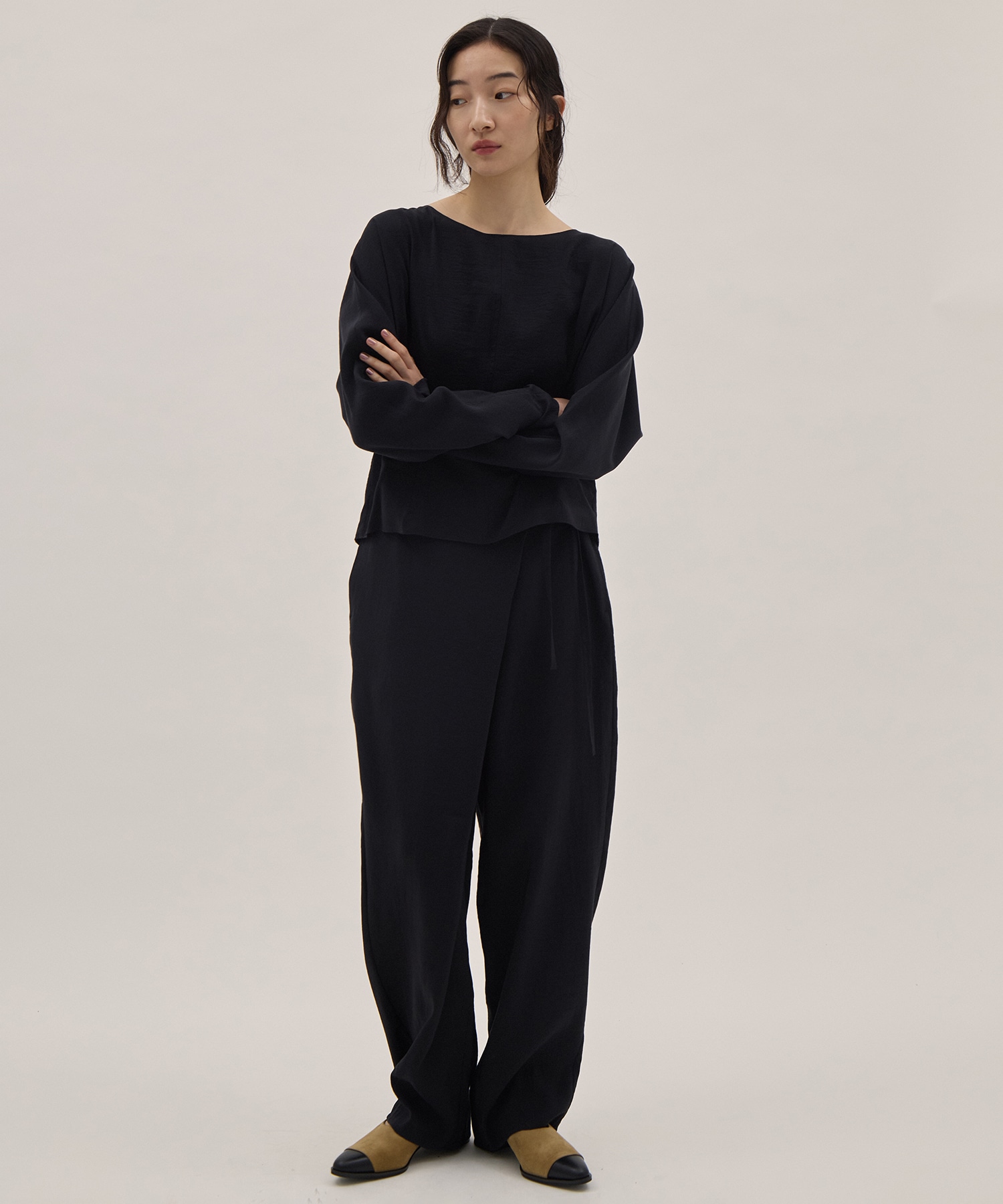 RAYON-POLYESTER BROAD TROUSERS YLEVE