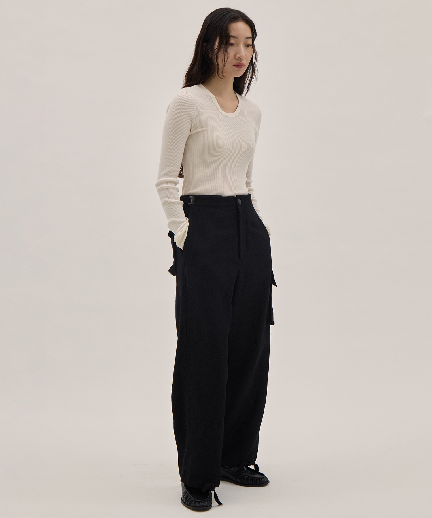Wool Linen Herringbone Cargo Pants PONTI