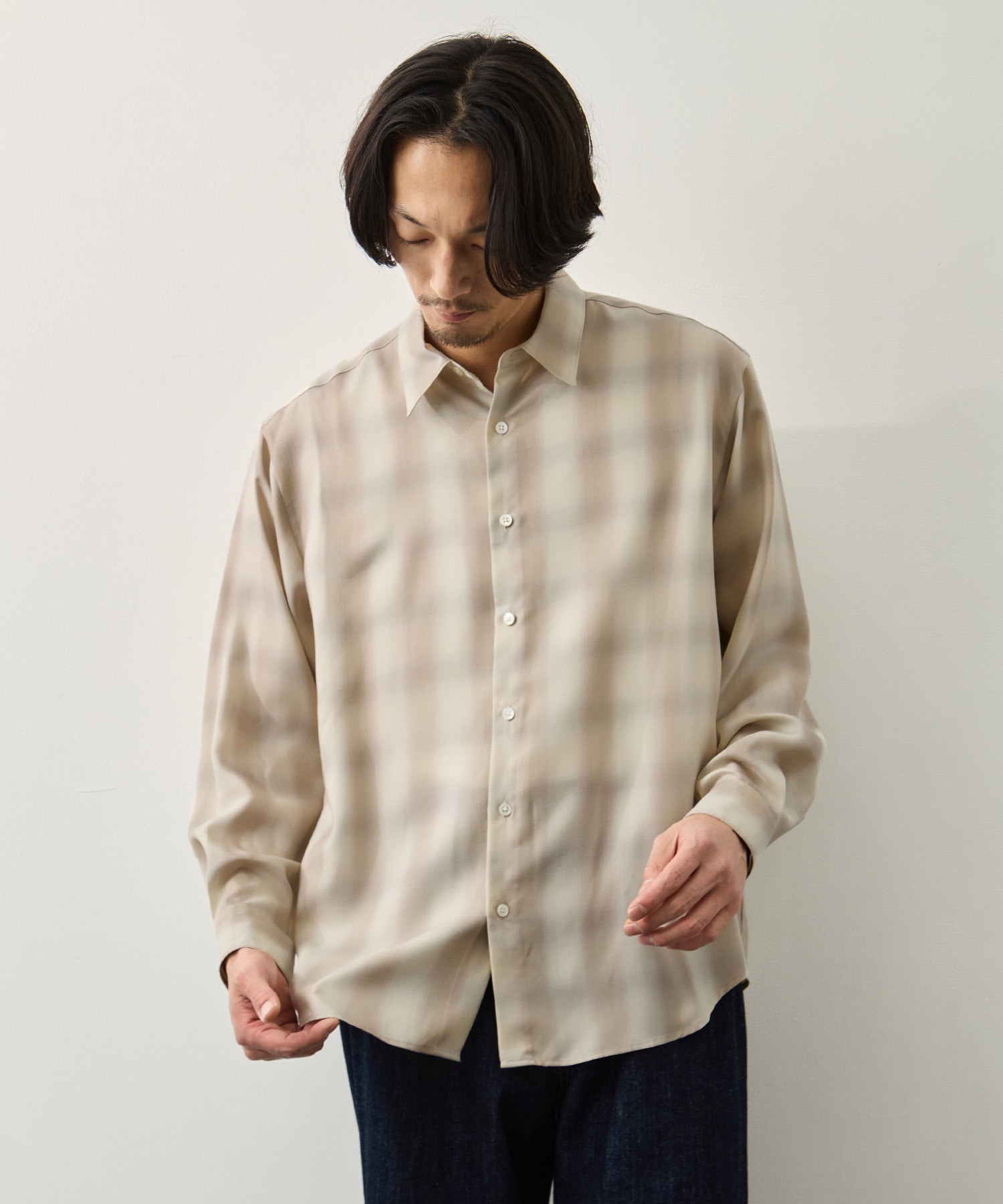 キュプラアムンゼンオンブレチェックシャツ KEY TIMEZ