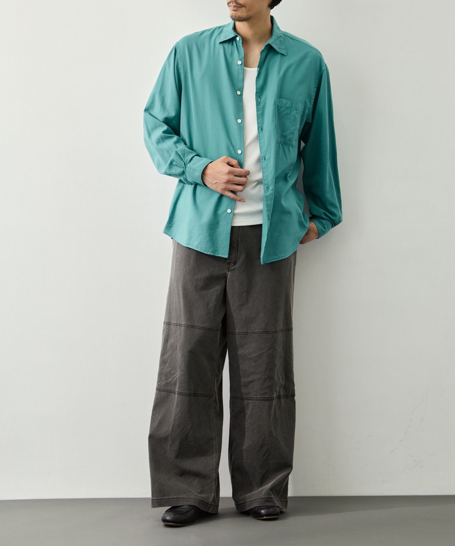 Cotton Silk Twill Garment-dyed Loosed Shirt YOKE