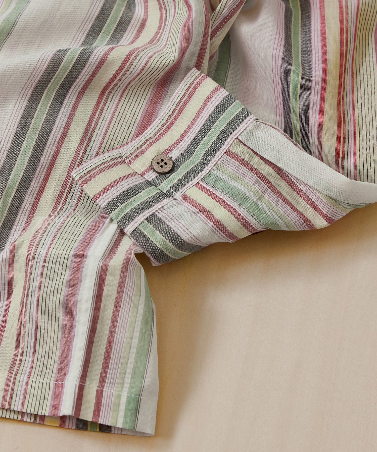 Hand-Embroidered Stripe Shirt KHOKI
