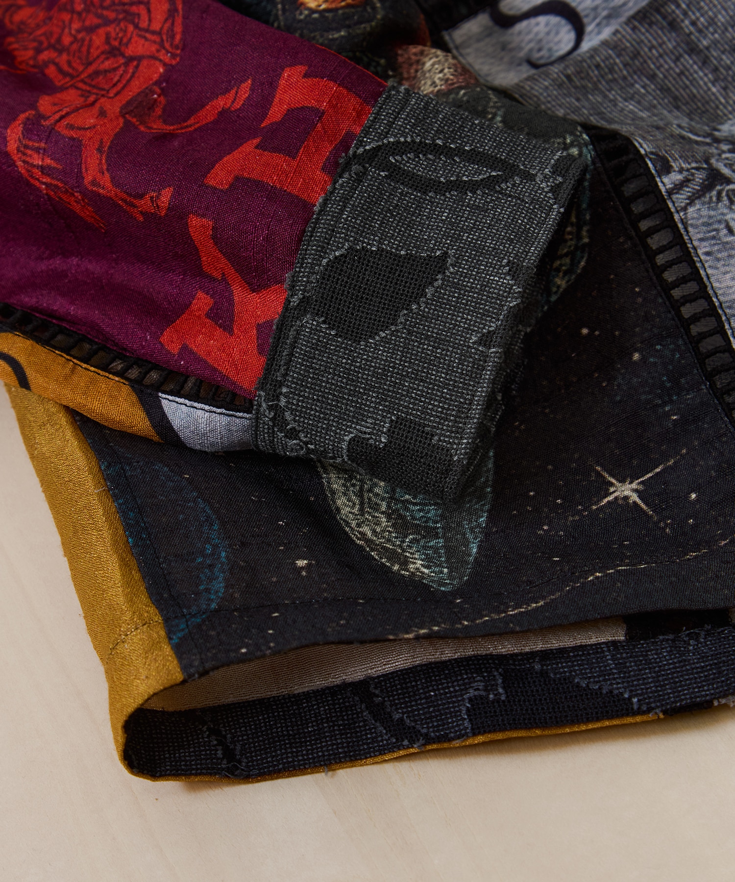 Patchworked Silk Shirt KHOKI