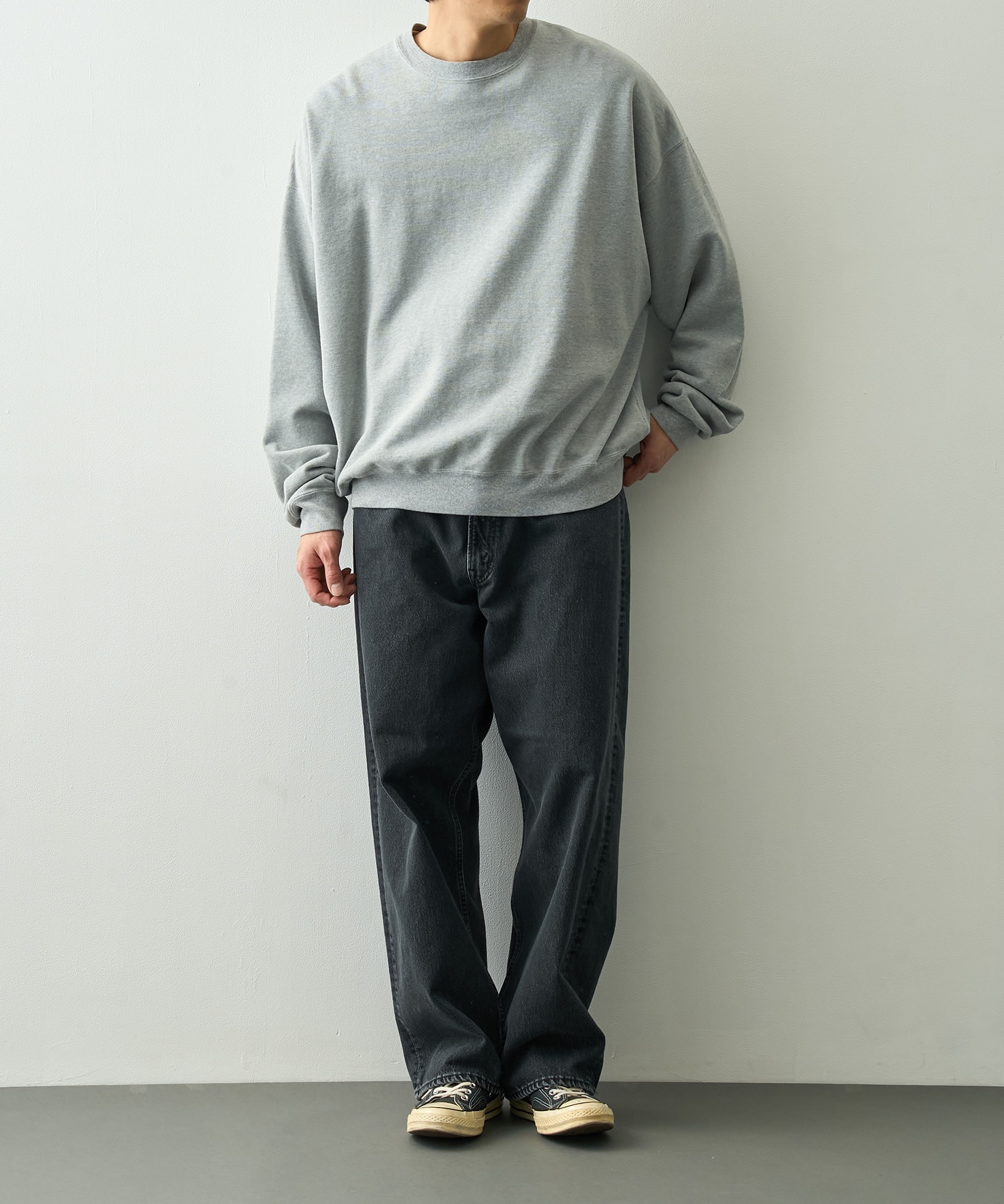 SP加工裏毛BIGサイズクルー REMI RELIEF