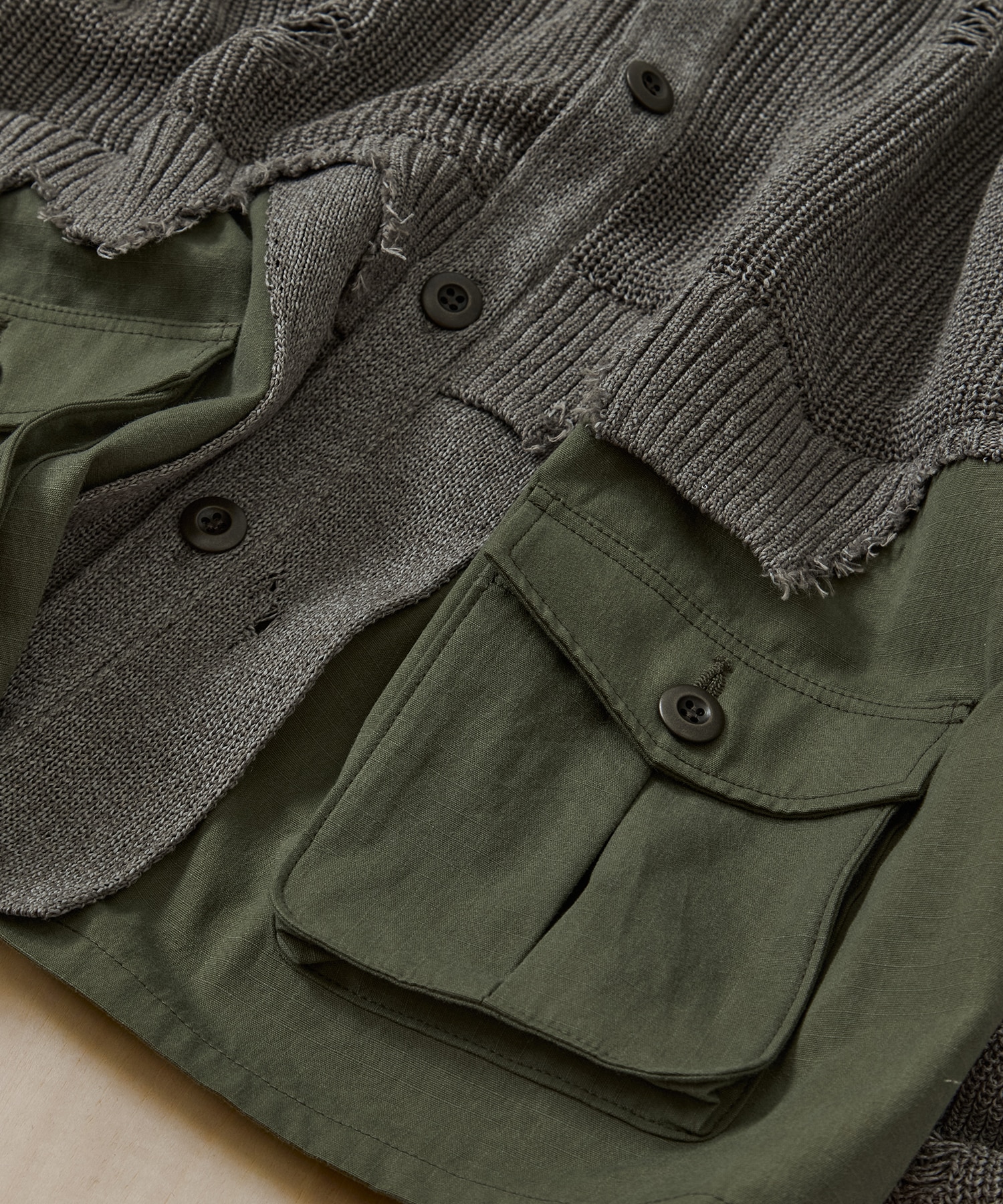 Destroyed Knit Cardigan KHOKI