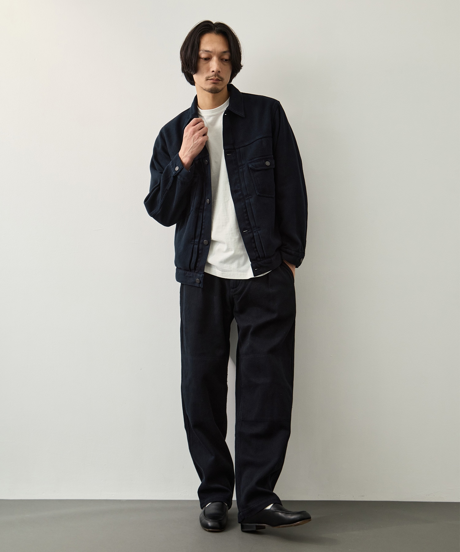 SASHIKO PANTS-OVERDYE MOMOTARO JEANS