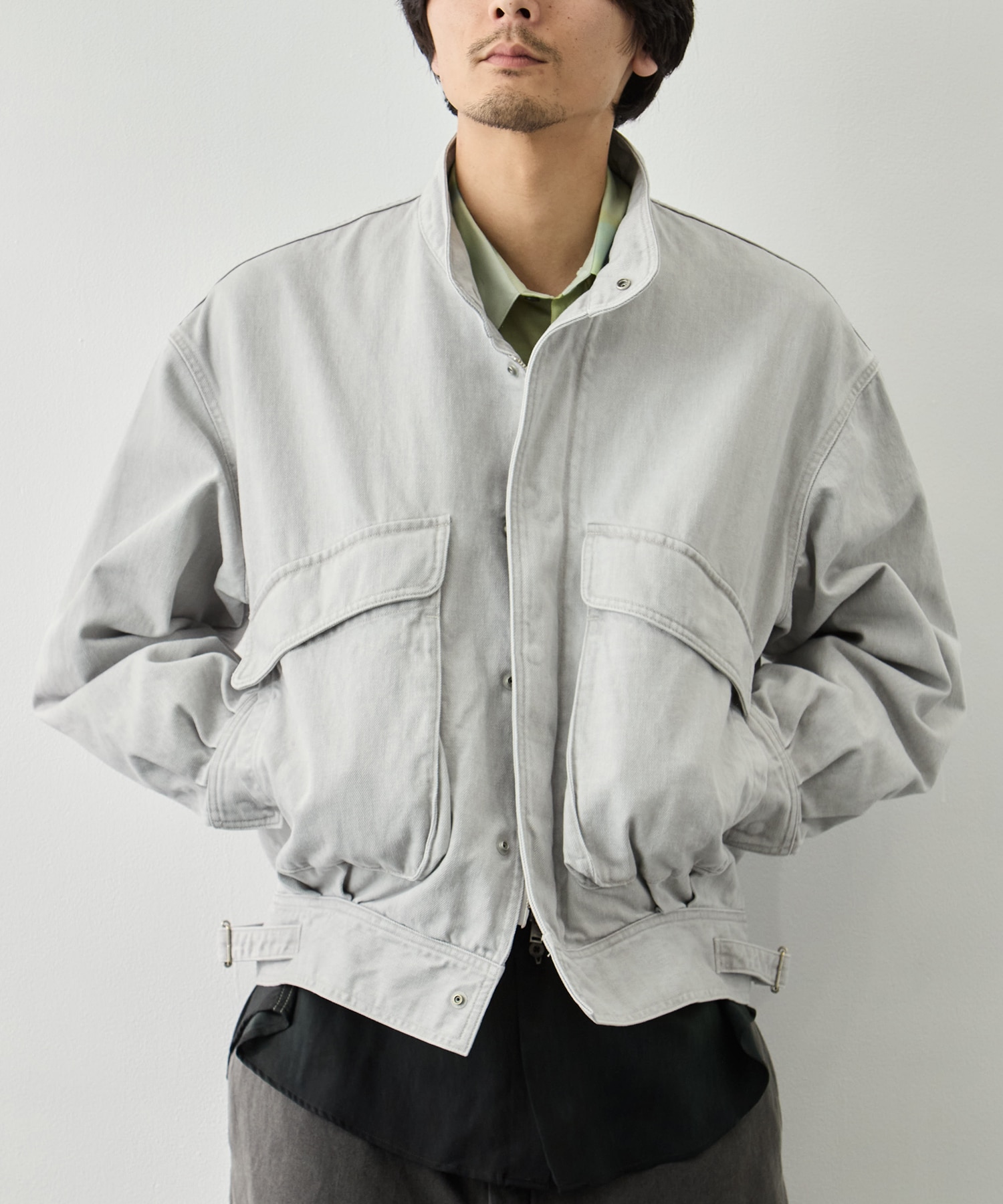 Suface Dyed Denim Stand Collar Blouson YOKE