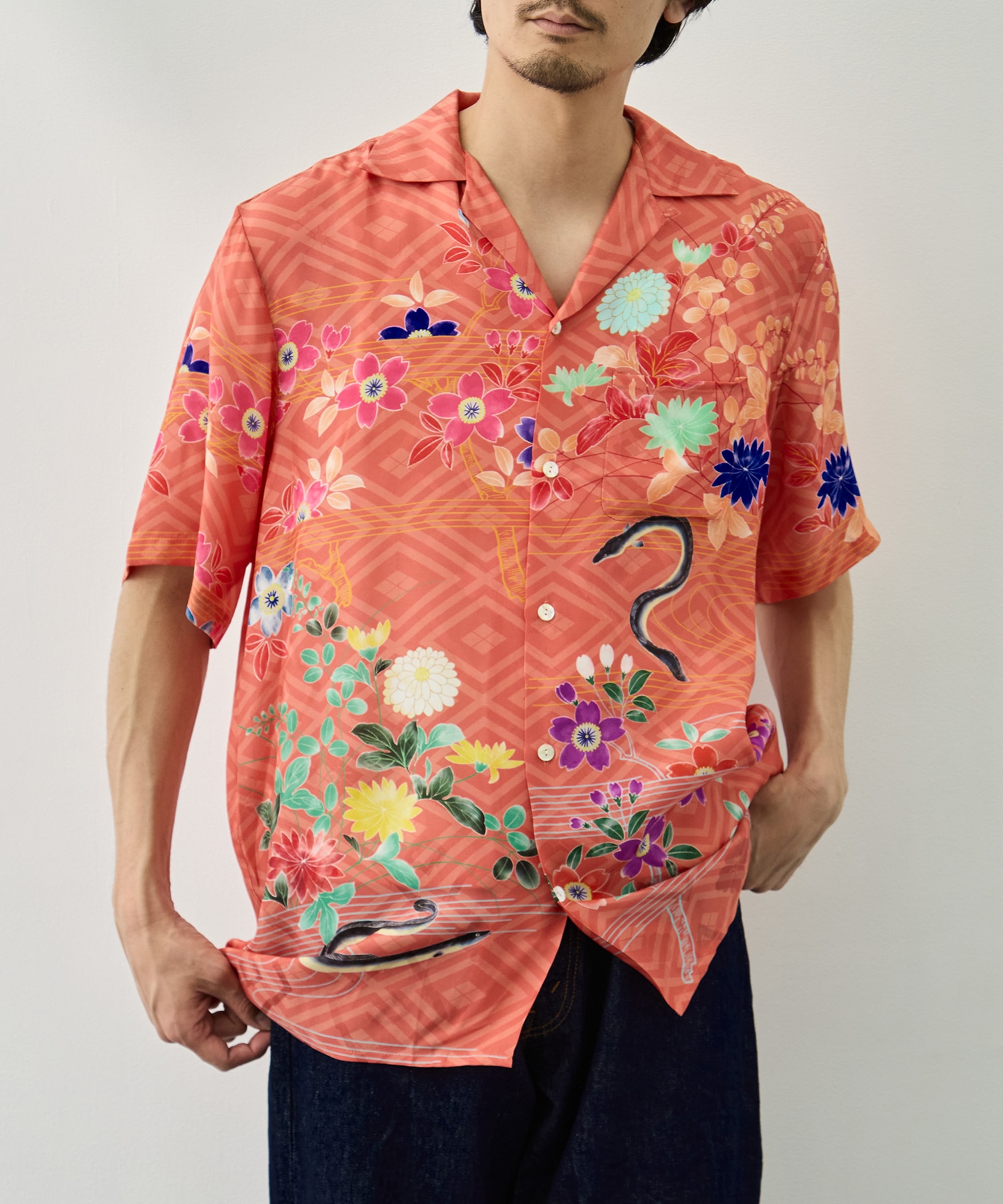 SILK CUPRO SHORT SLEEVE ALOHA SHIRT NIPOALOHA