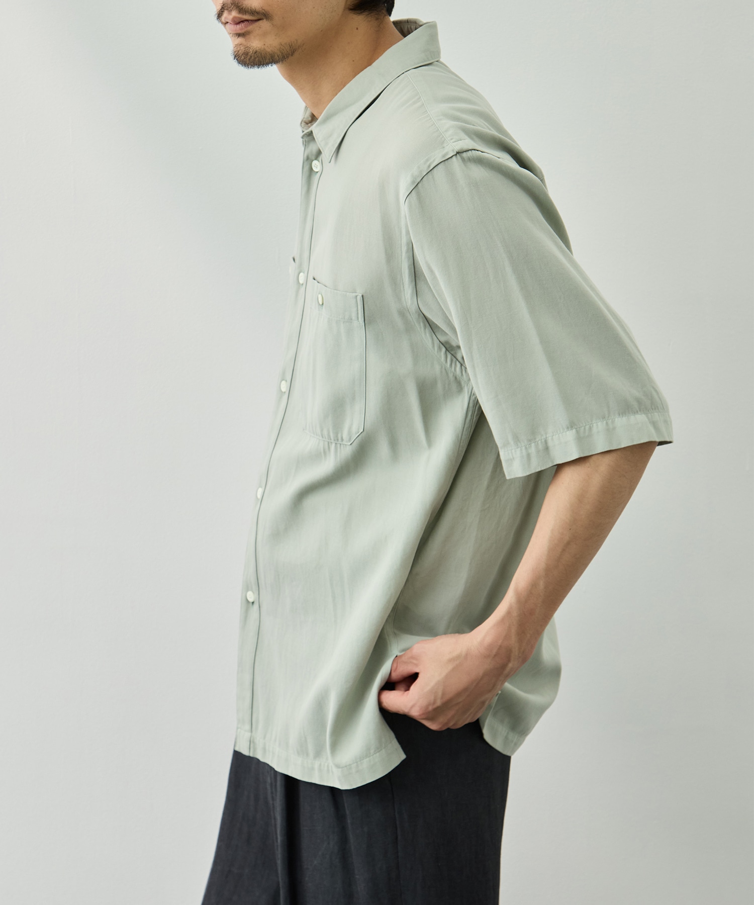 COTTON SILK VIERA LOOSE FIT HALF SLEEVE SHIRT ATON