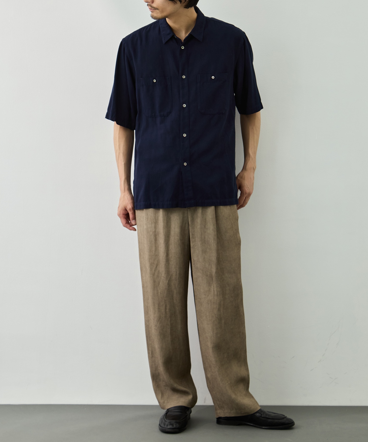 COTTON SILK VIERA LOOSE FIT HALF SLEEVE SHIRT ATON