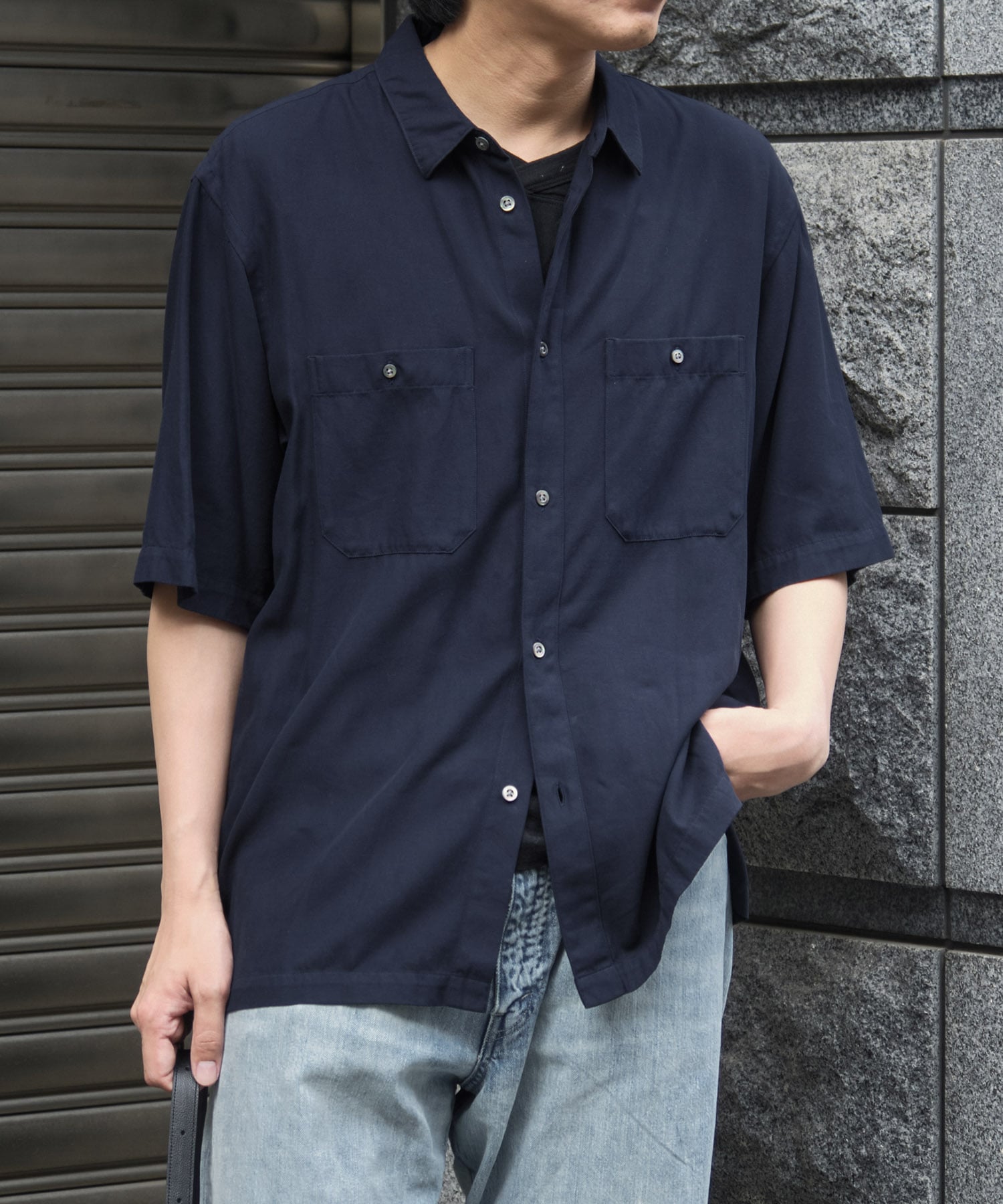 COTTON SILK VIERA LOOSE FIT HALF SLEEVE SHIRT ATON