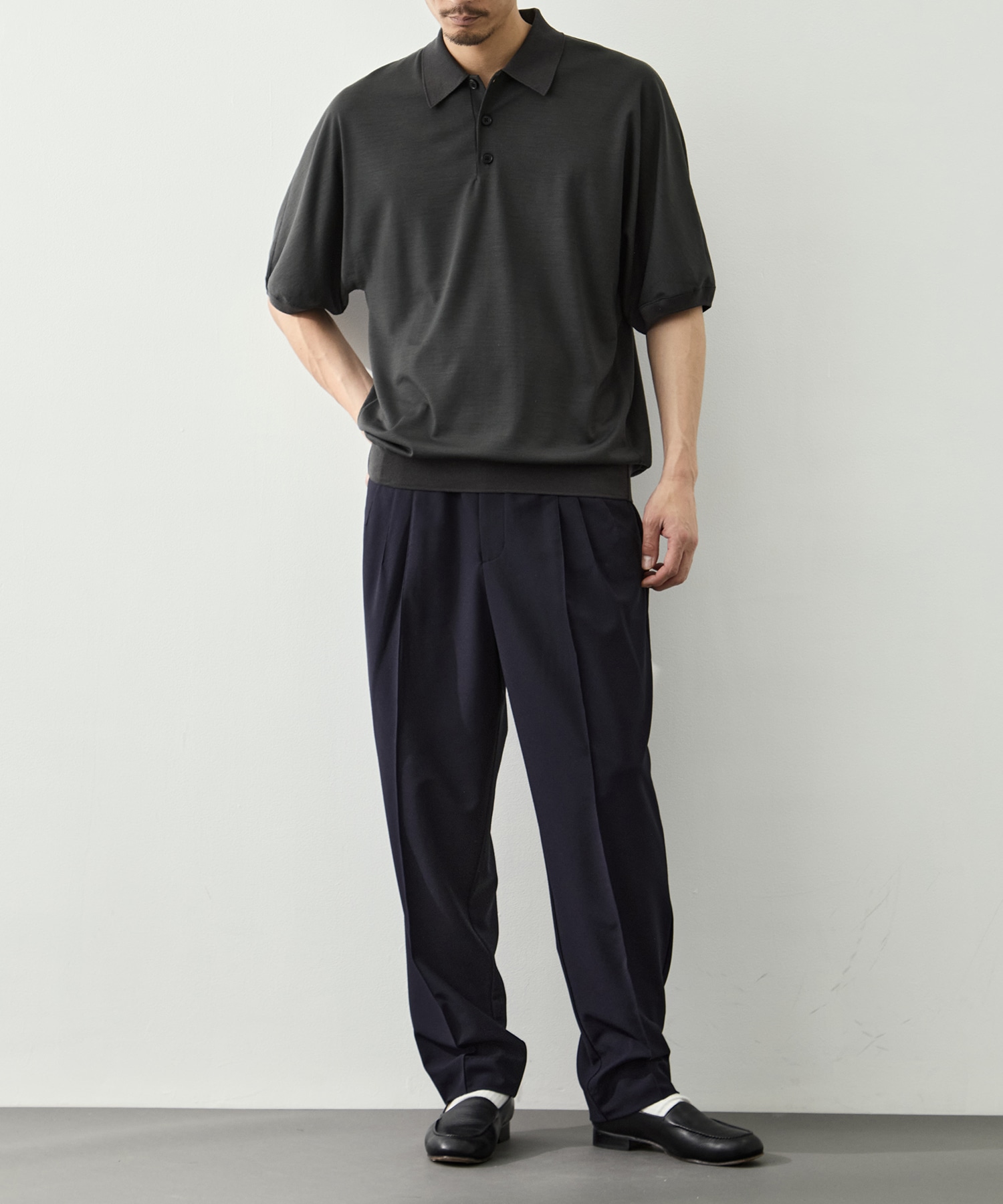 Knit Reduced Collar Half Sleeve Polo GOOD PEOPLE GOOD STITCHING GOOD PRODUCT