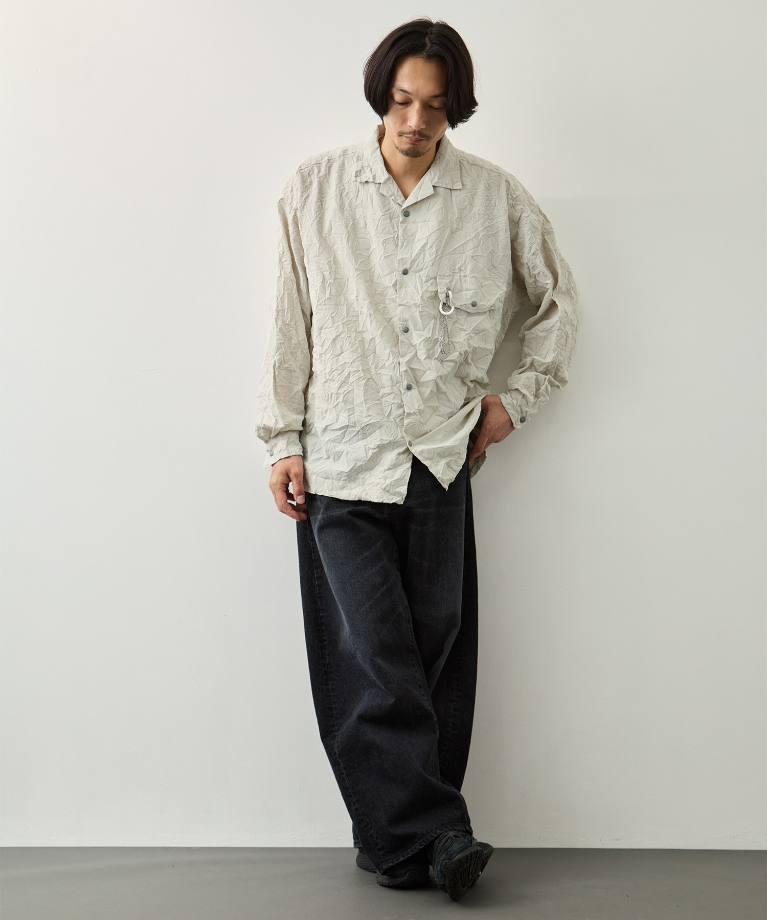 washer pleated open LS shirt and wander