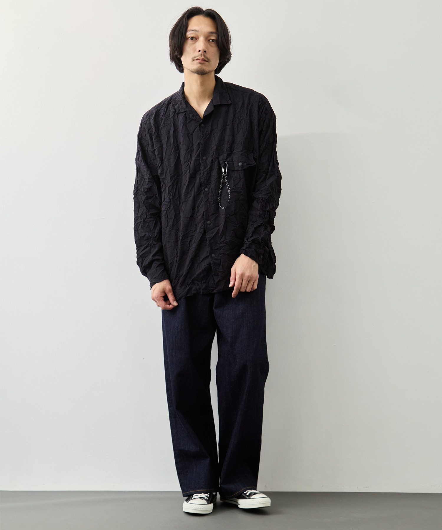 washer pleated open LS shirt and wander