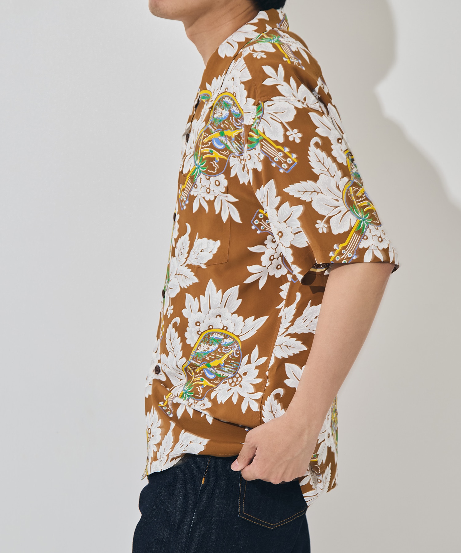 UKULELE MELODYS/S RAYON HAWAIIAN SHIRT SUN SURF