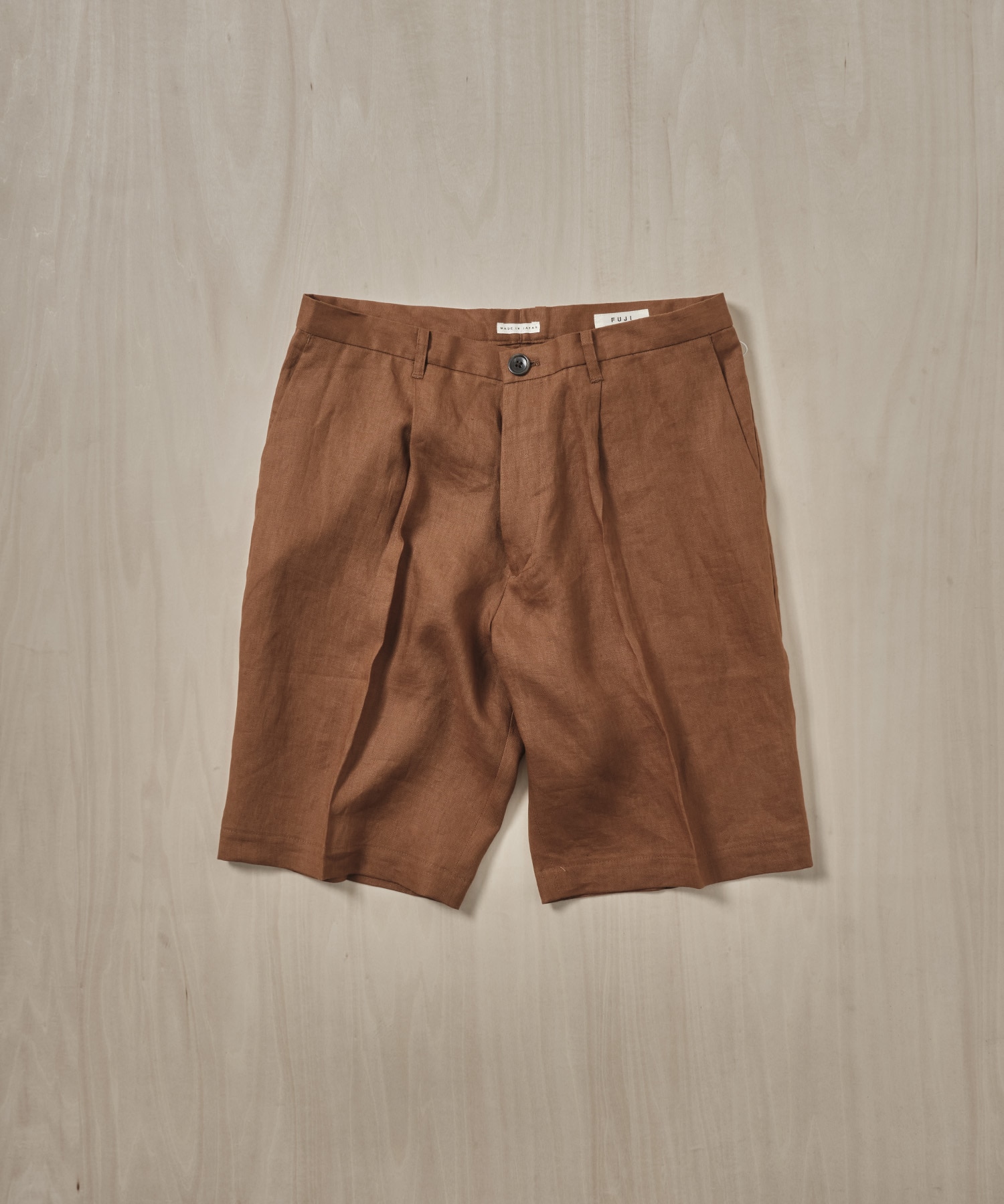 LINEN ONE TUCK SHORTS FUJI