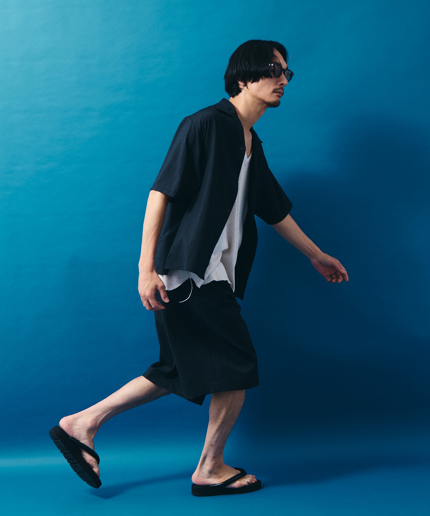 別注OPEN COLLAR S/S SHIRT WITH HEM TAB marka