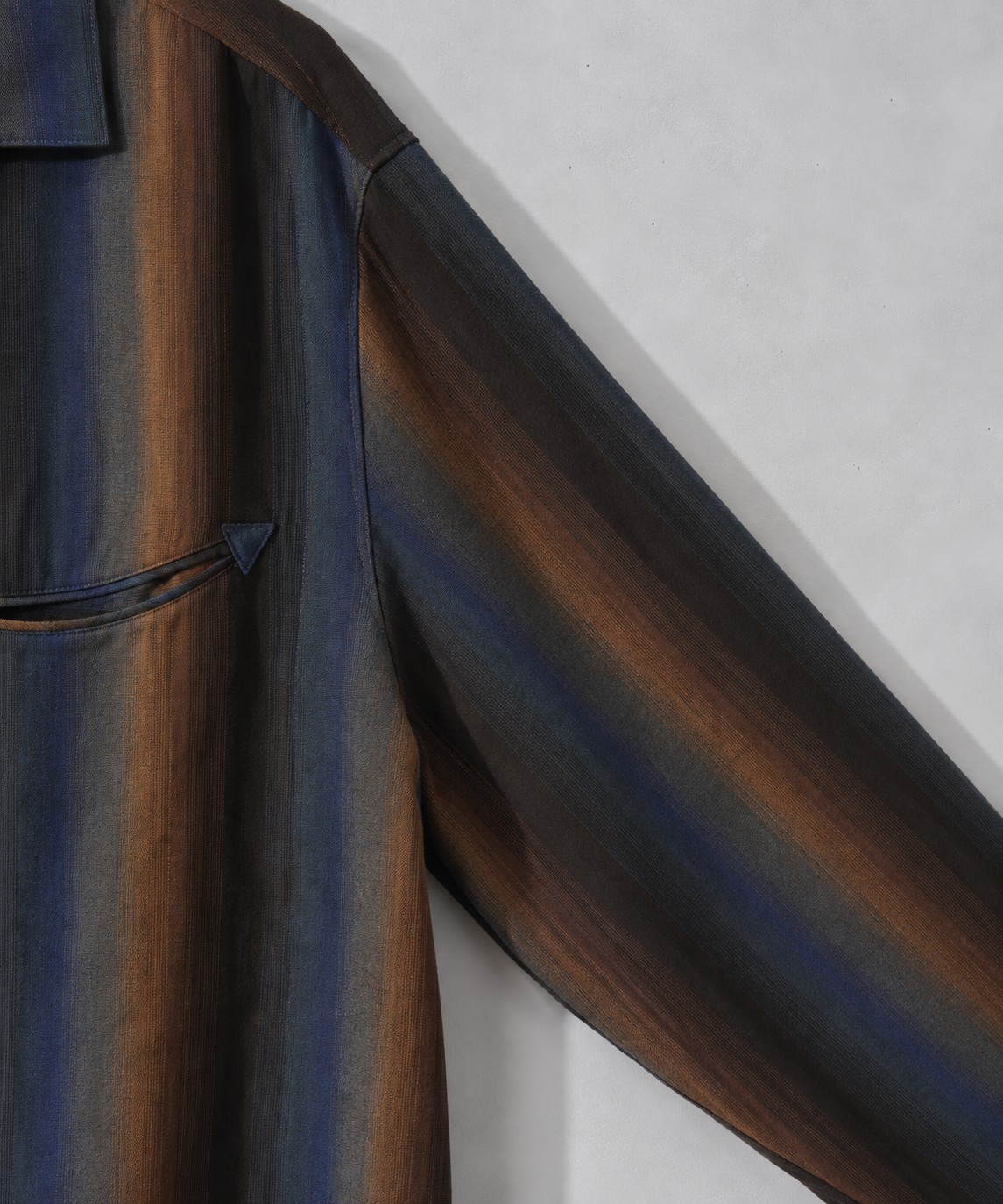 SMILE POCKET OPEN COLLAR SHIRTS -Wool Rayon Gradetion stripe- SEVEN BY SEVEN