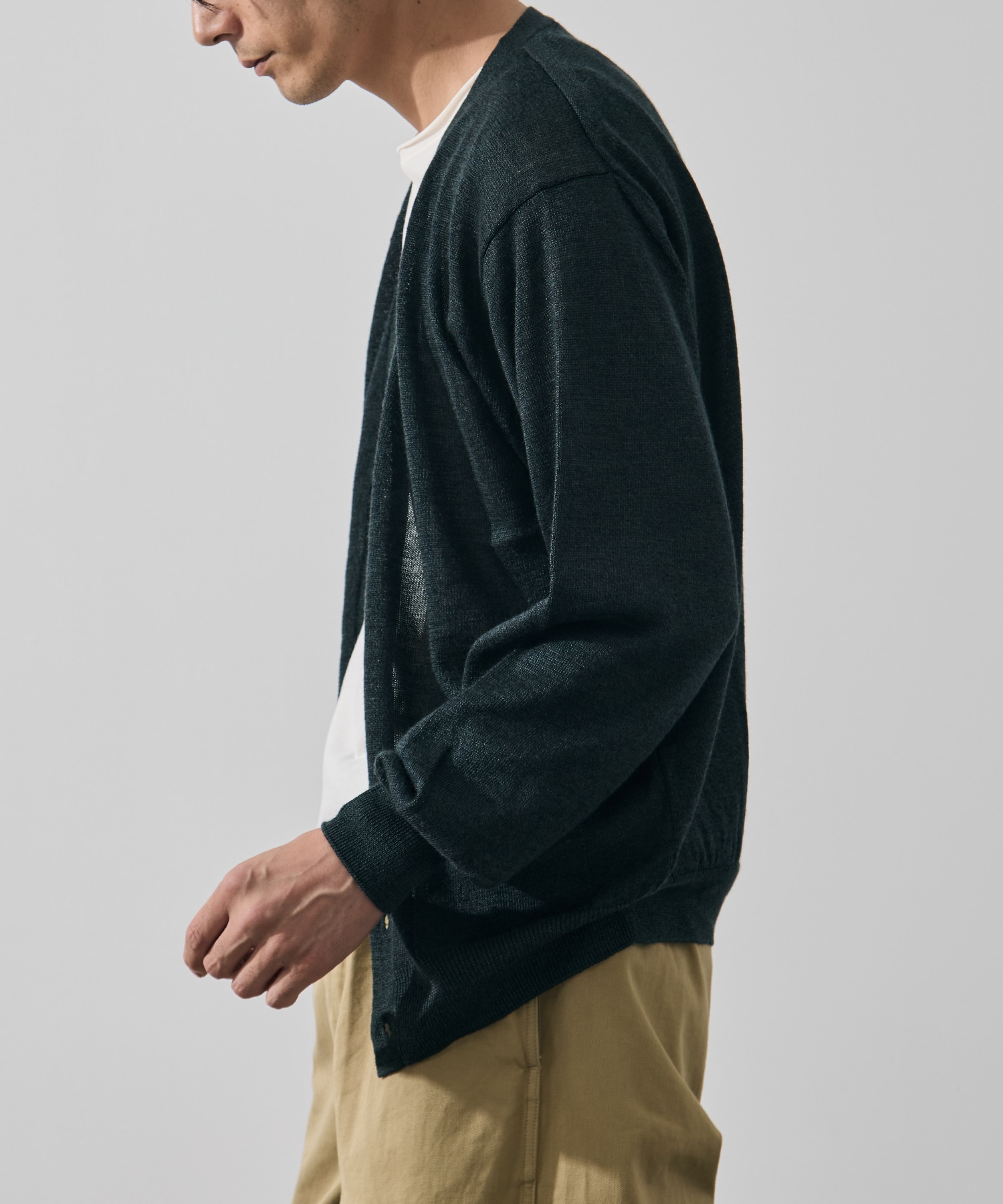別注 RAMIE WOOL V NECK CARDIGAN BATONER