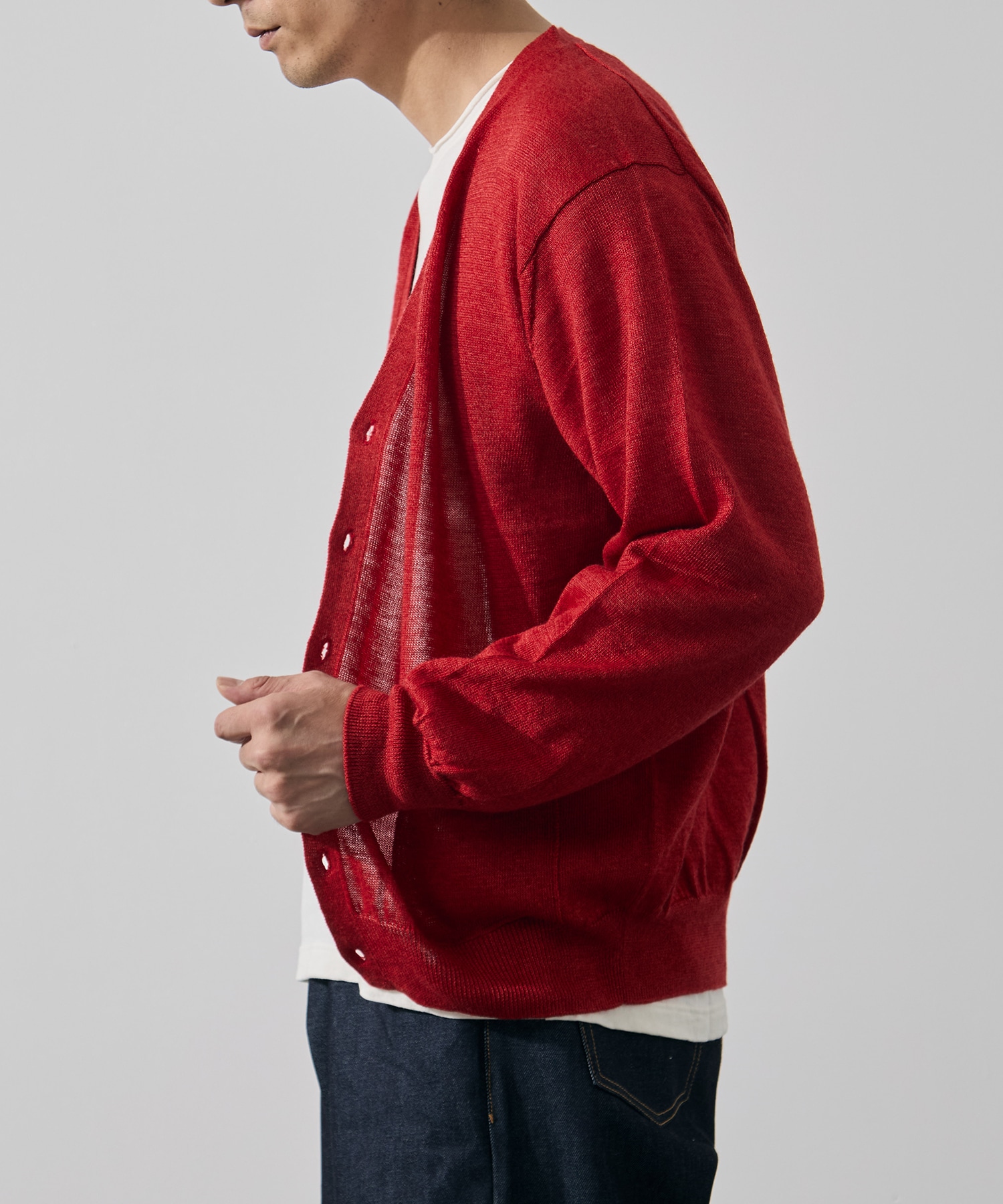 別注 RAMIE WOOL V NECK CARDIGAN BATONER