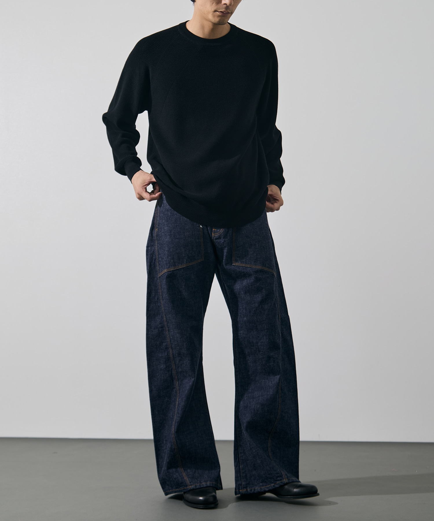 3D cutting denim pants KHOKI