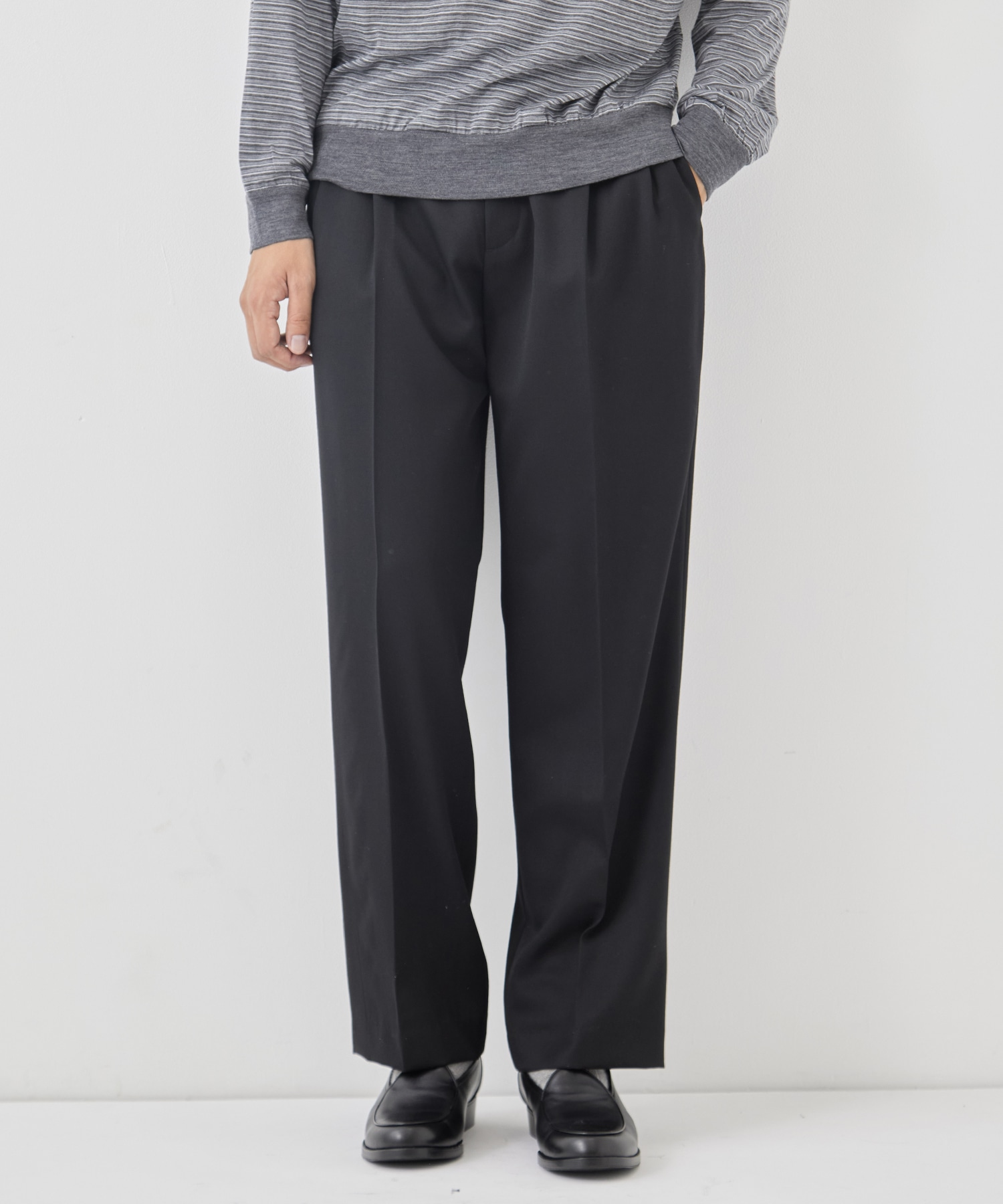 WOOL TWO TUCK SLACKS FUJI