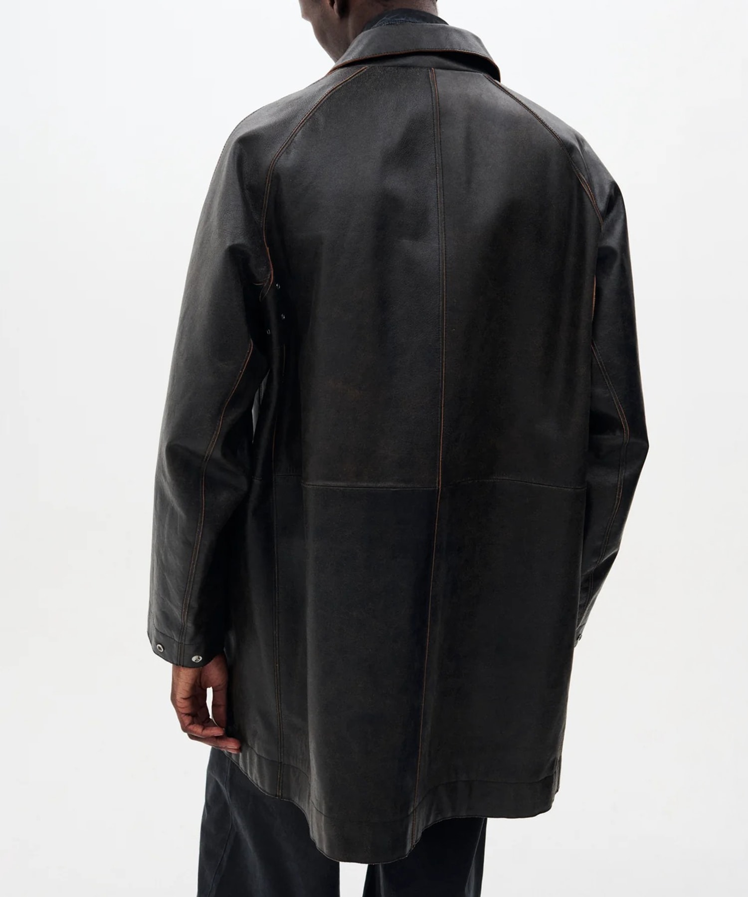 Cracked Leather Cut-off Half Coat YOKE