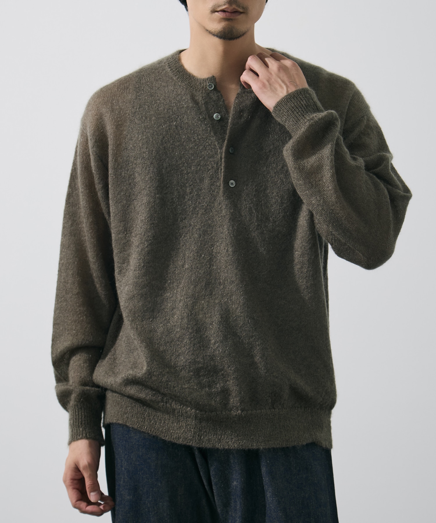 SUPER KID MOHAIR HENRY NECK KNIT YLEVE