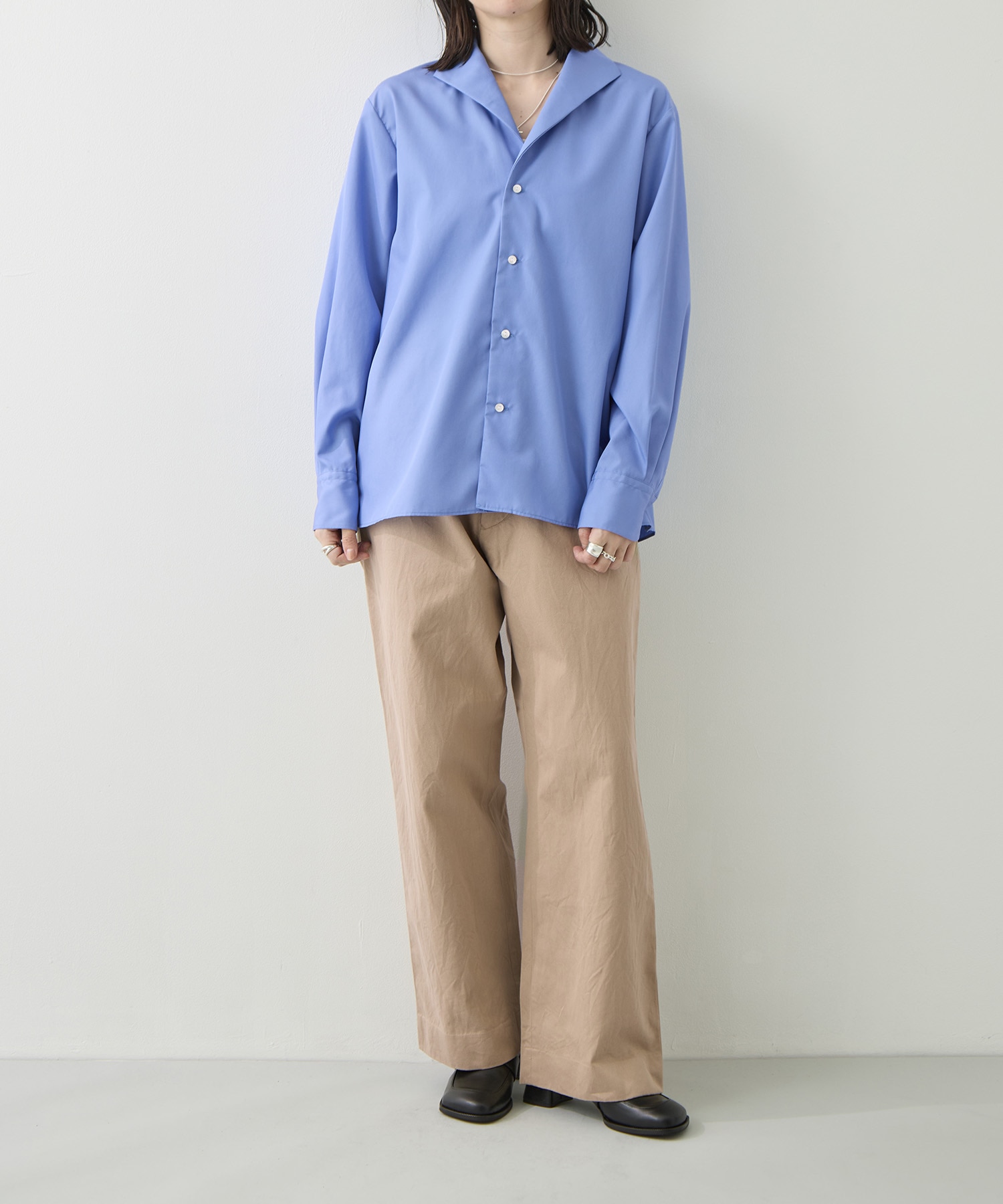 Cotton Broad French Shawl Collar Shirt blurhms