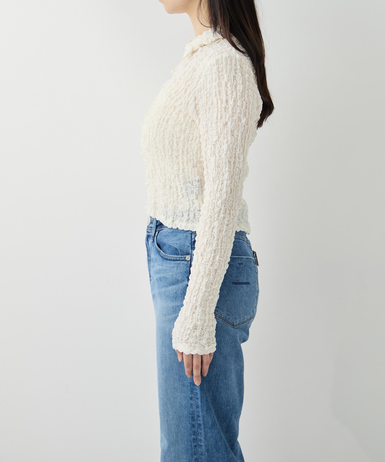 Shrink  Lace Cropped Shirt PHEENY