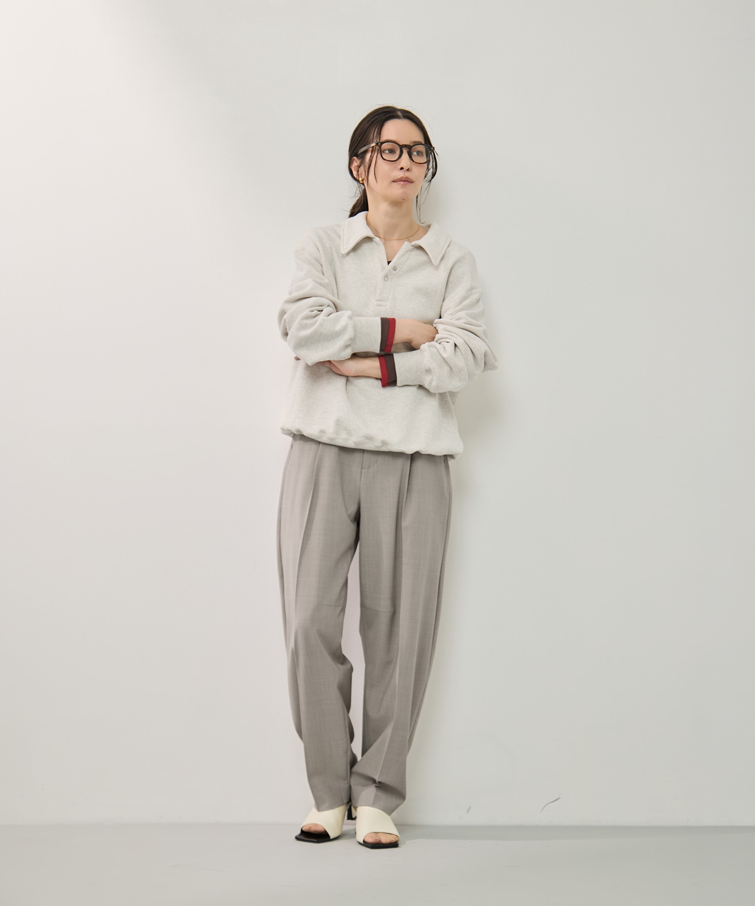 ストレッチウールバレルレッグパンツ KEY TIMEZ