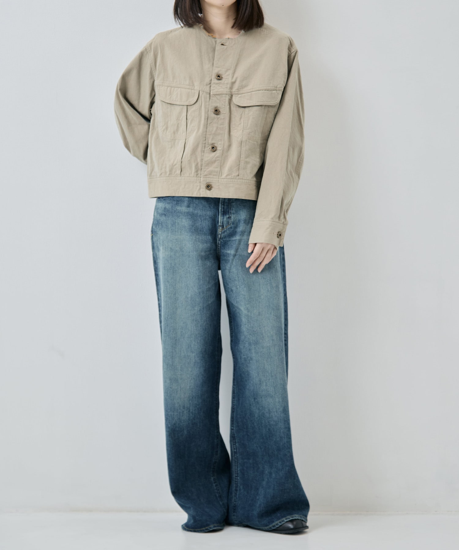 Hard Twist Gabardine Collarless Jacket blurhms