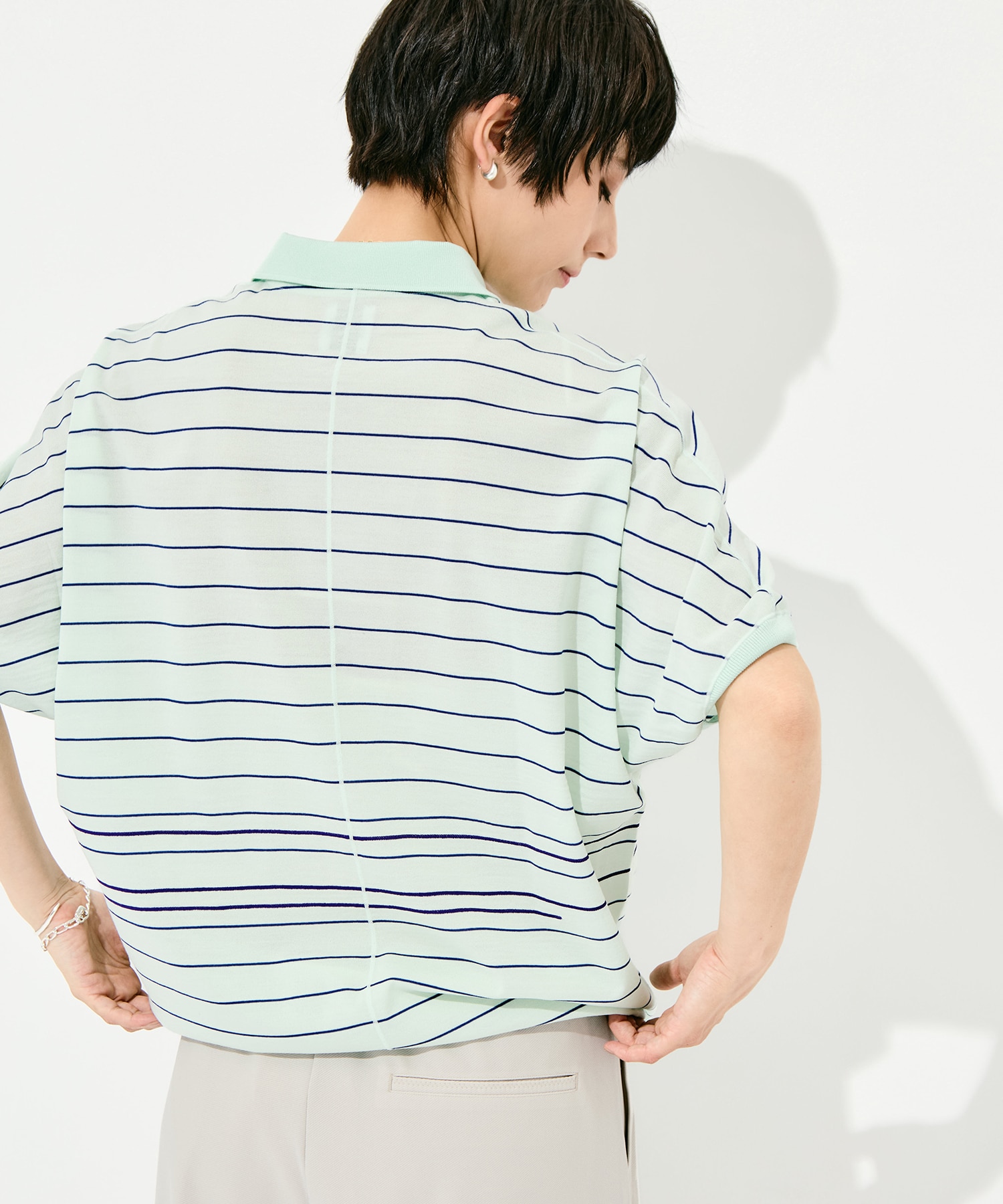 Dual Stripe Knit Half Sleeve Polo GOOD PEOPLE GOOD STITCHING GOOD PRODUCT
