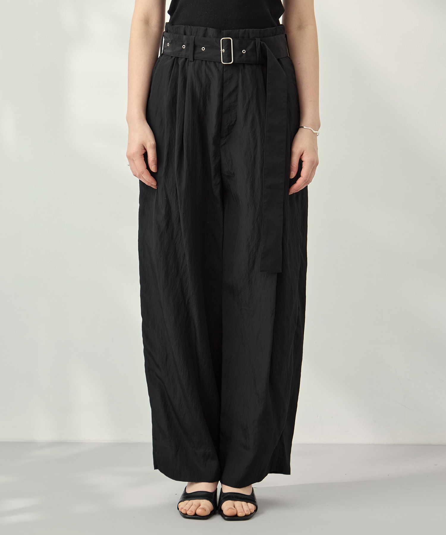Viscose washer 2tuck belted wide pants 08sircus
