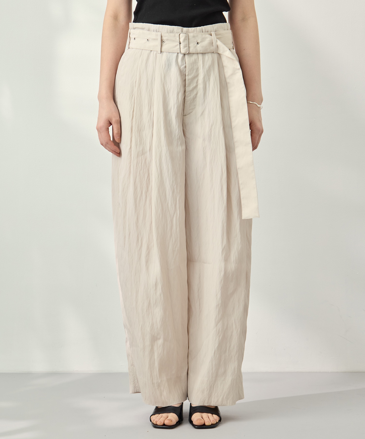 Viscose washer 2tuck belted wide pants 08sircus