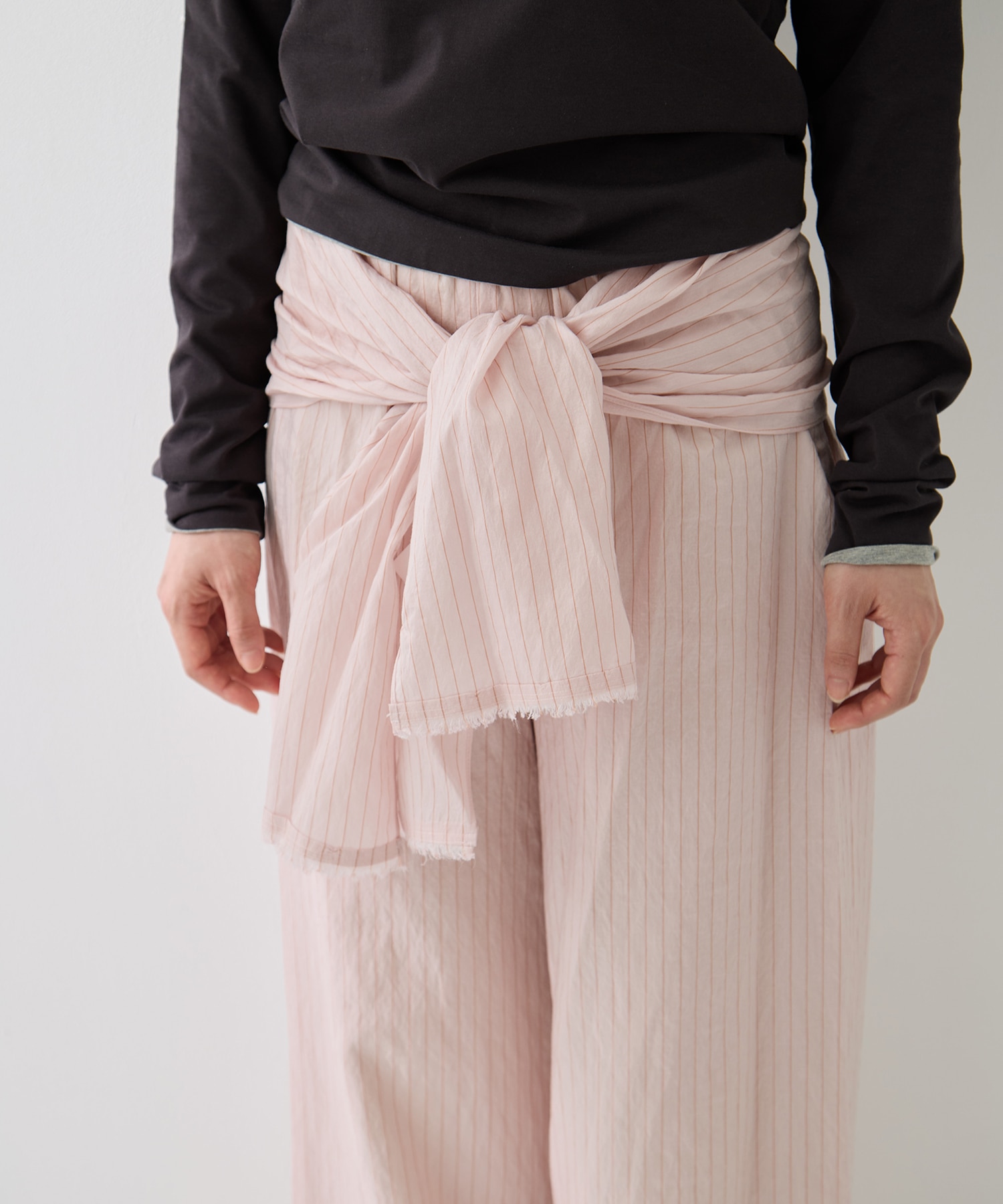 STRIPE PANTS W/BELT muller of yoshiokubo